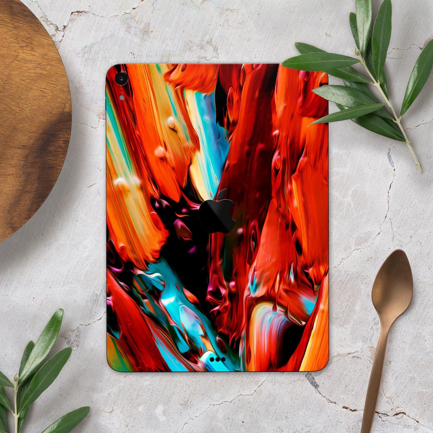 Blurred Abstract Flow V1 skin decal for Apple iPad Pro, showcasing a modern design with vibrant colors and a smooth finish.