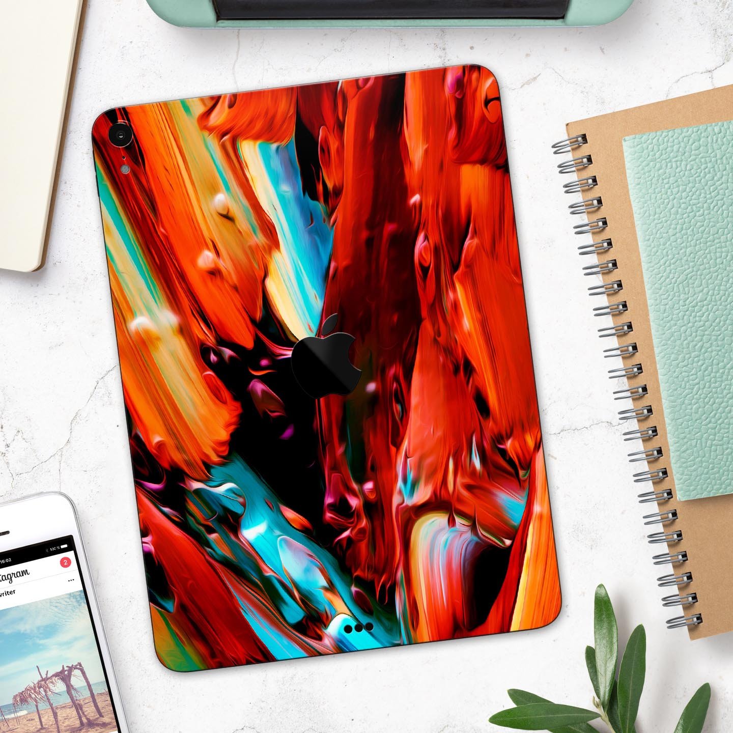 Blurred Abstract Flow V1 skin decal for Apple iPad Pro, showcasing a modern design with vibrant colors and a smooth finish.