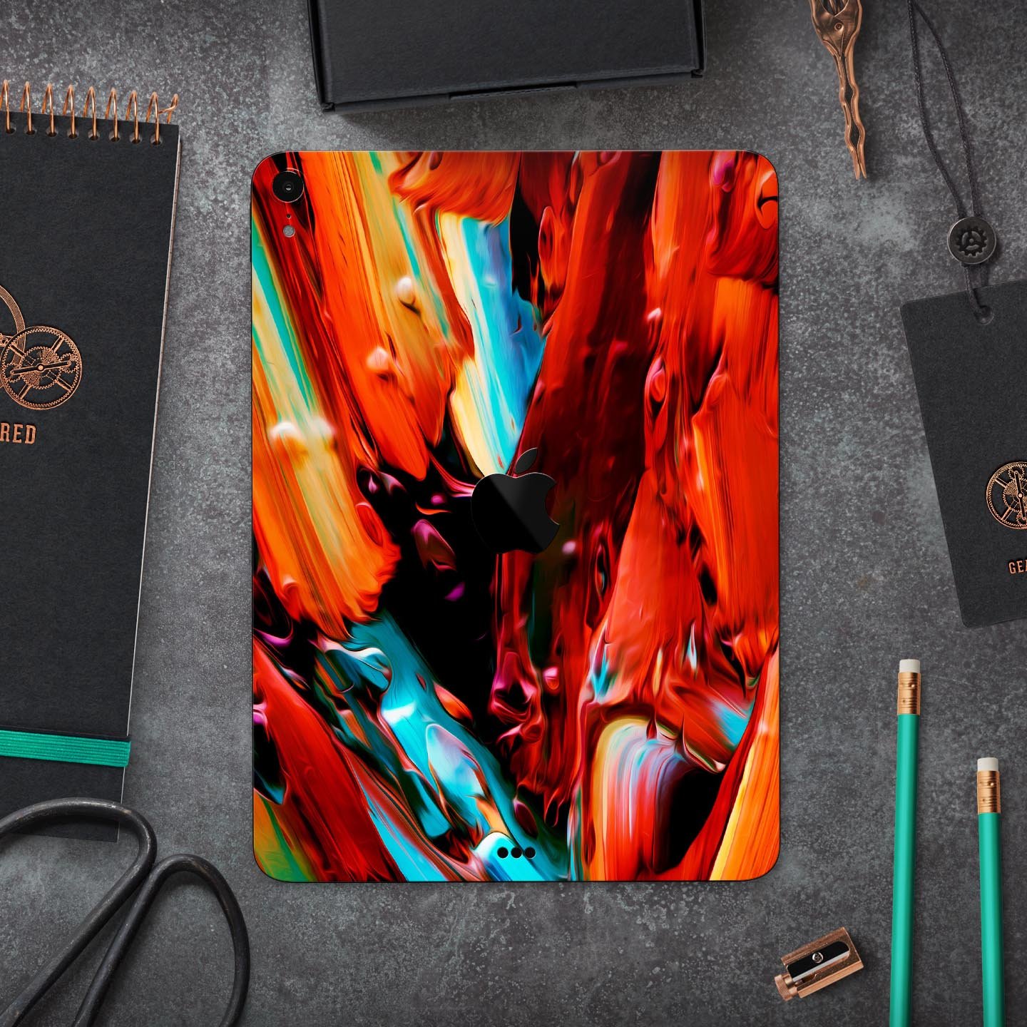 Blurred Abstract Flow V1 skin decal for Apple iPad Pro, showcasing a modern design with vibrant colors and a smooth finish.