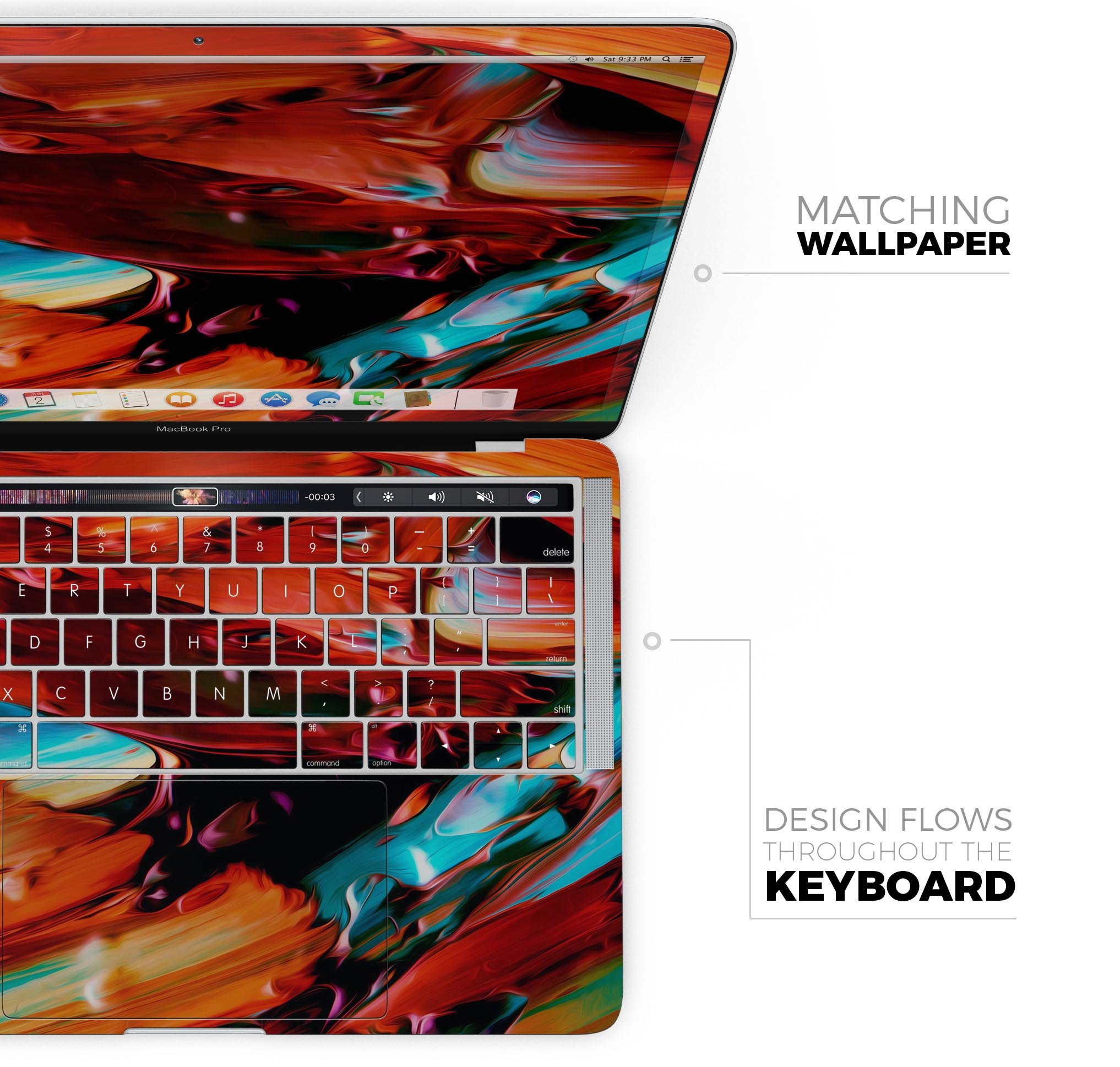 Blurred Abstract Flow V1 skin decal wrap kit for MacBook, showcasing vibrant abstract design and premium vinyl material.