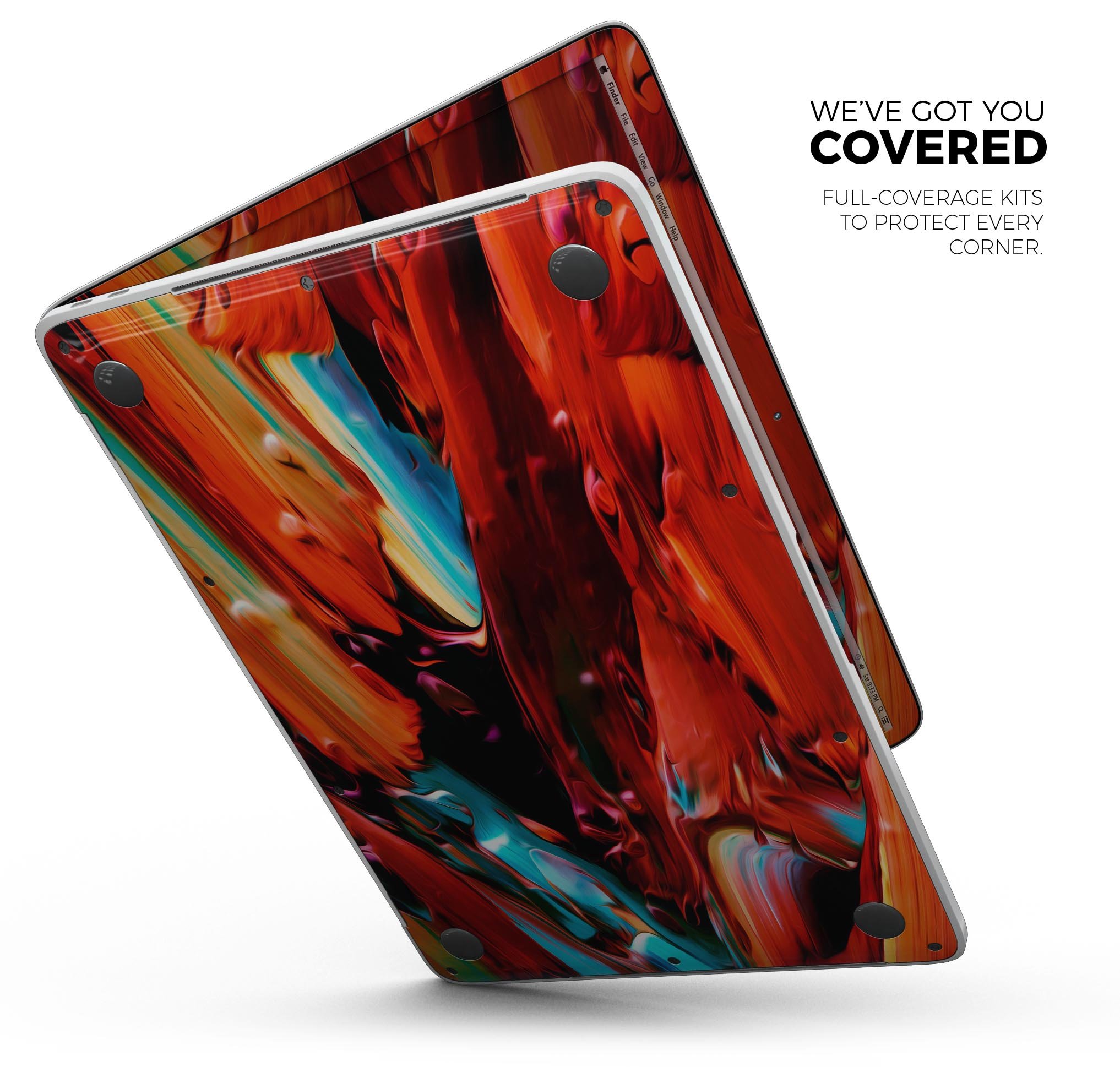 Blurred Abstract Flow V1 skin decal wrap kit for MacBook, showcasing vibrant abstract design and premium vinyl material.