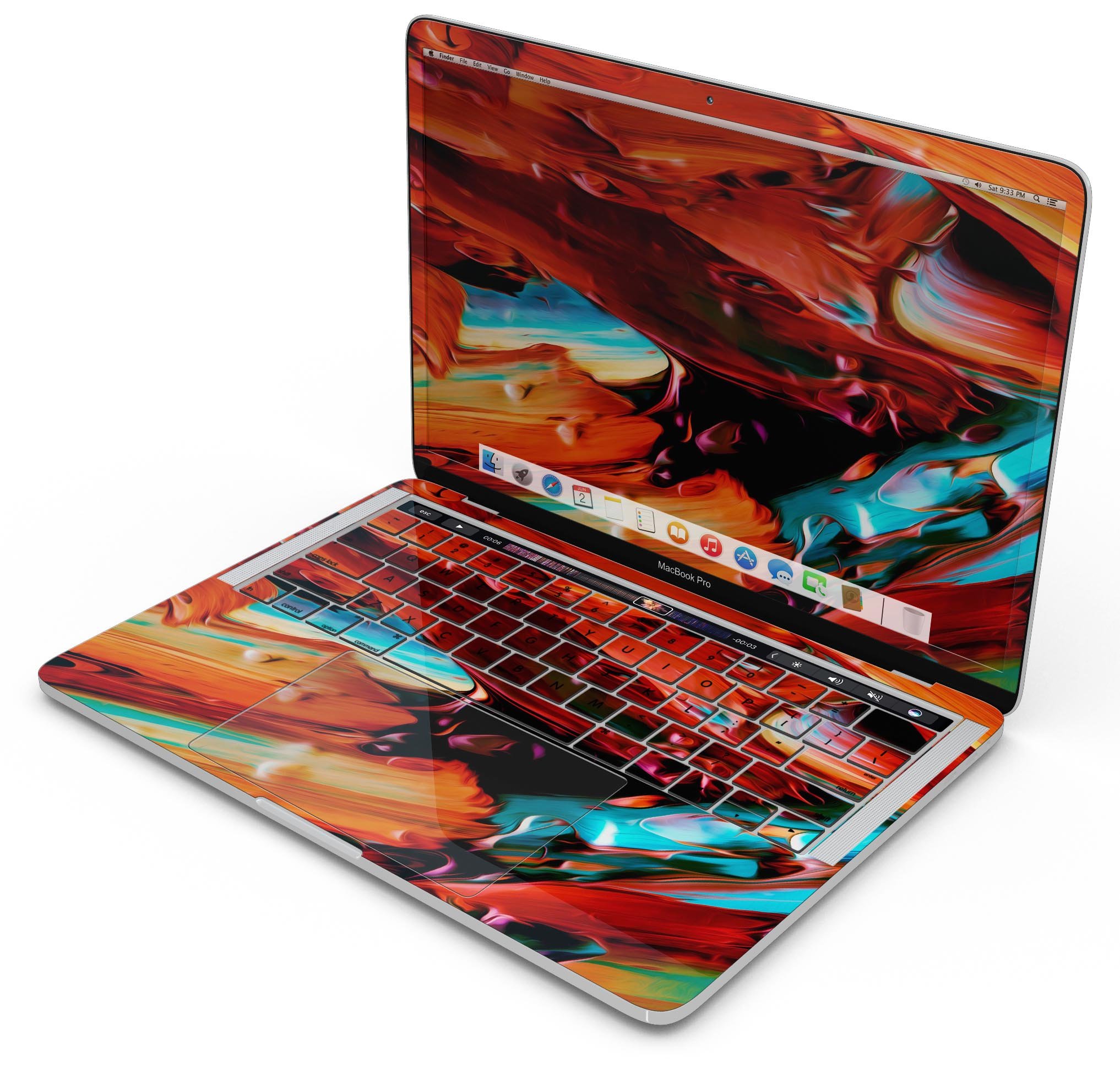 Blurred Abstract Flow V1 skin decal wrap kit for MacBook, showcasing vibrant abstract design and premium vinyl material.