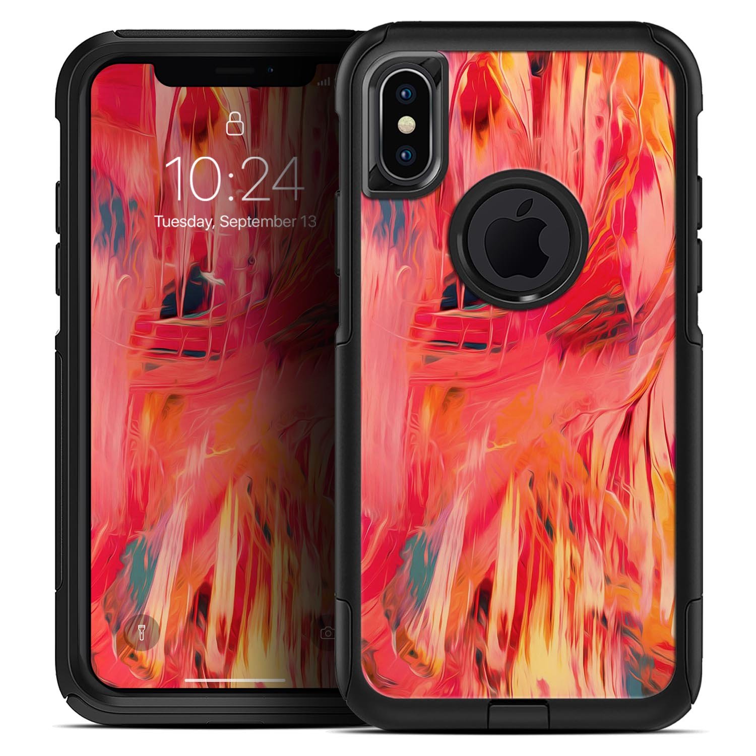 Blurred Abstract Flow V10 Skin Kit designed for iPhone OtterBox cases, featuring vibrant abstract patterns and ultra-thin protection.