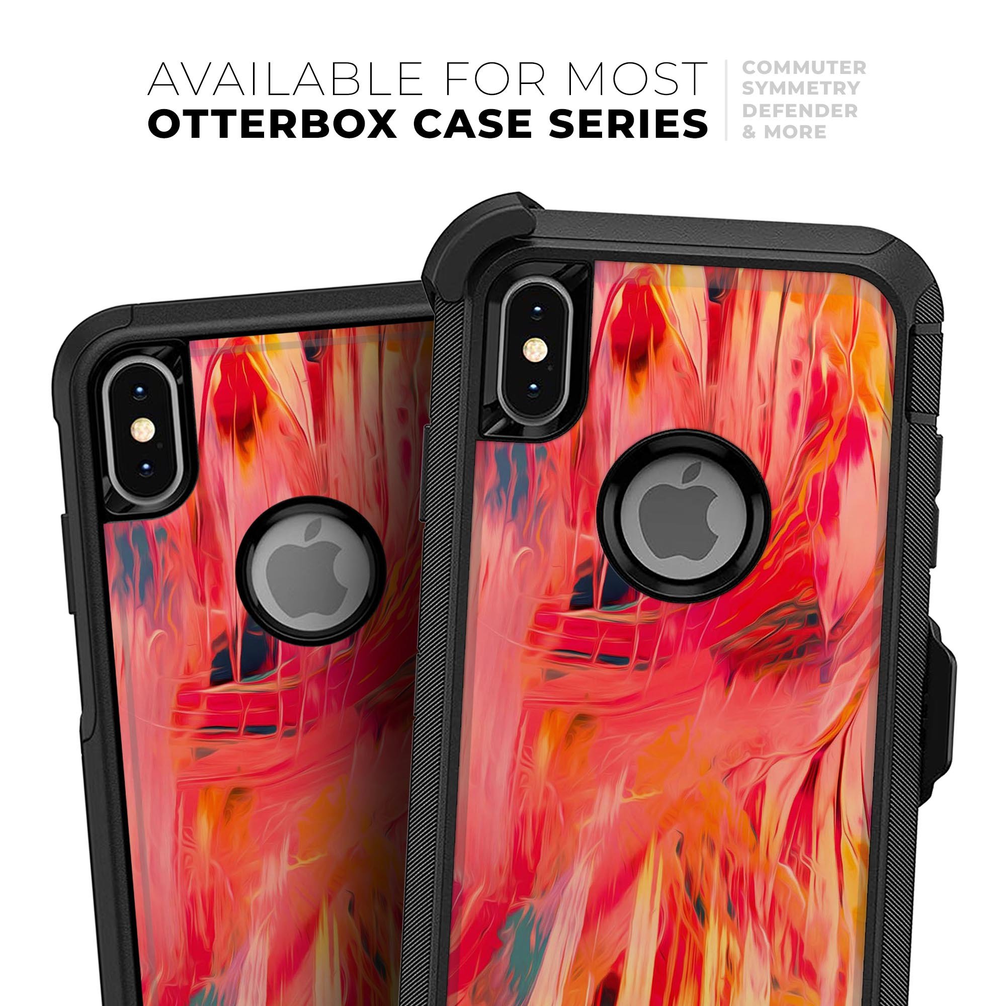 Blurred Abstract Flow V10 Skin Kit designed for iPhone OtterBox cases, featuring vibrant abstract patterns and ultra-thin protection.