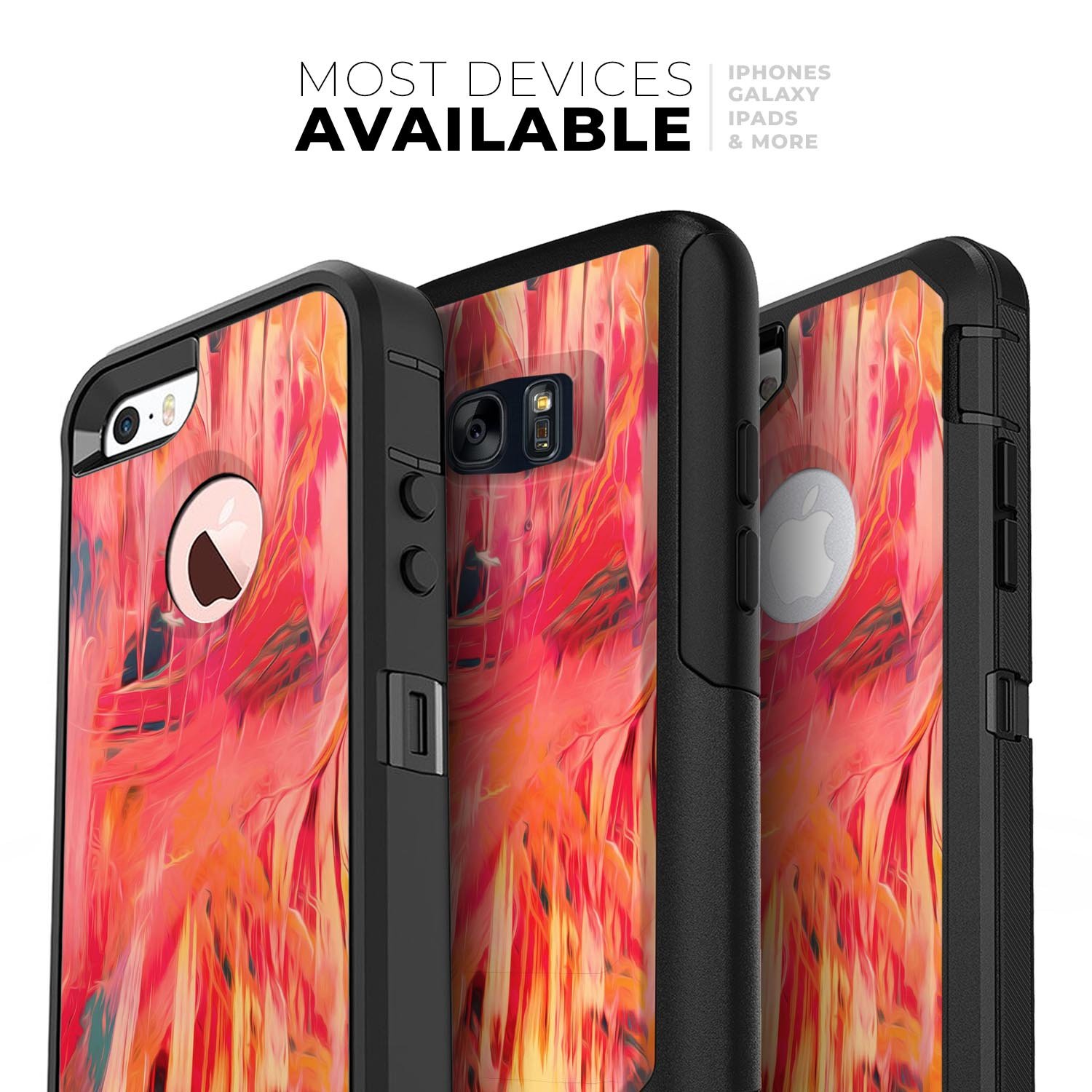 Blurred Abstract Flow V10 Skin Kit designed for iPhone OtterBox cases, featuring vibrant abstract patterns and ultra-thin protection.