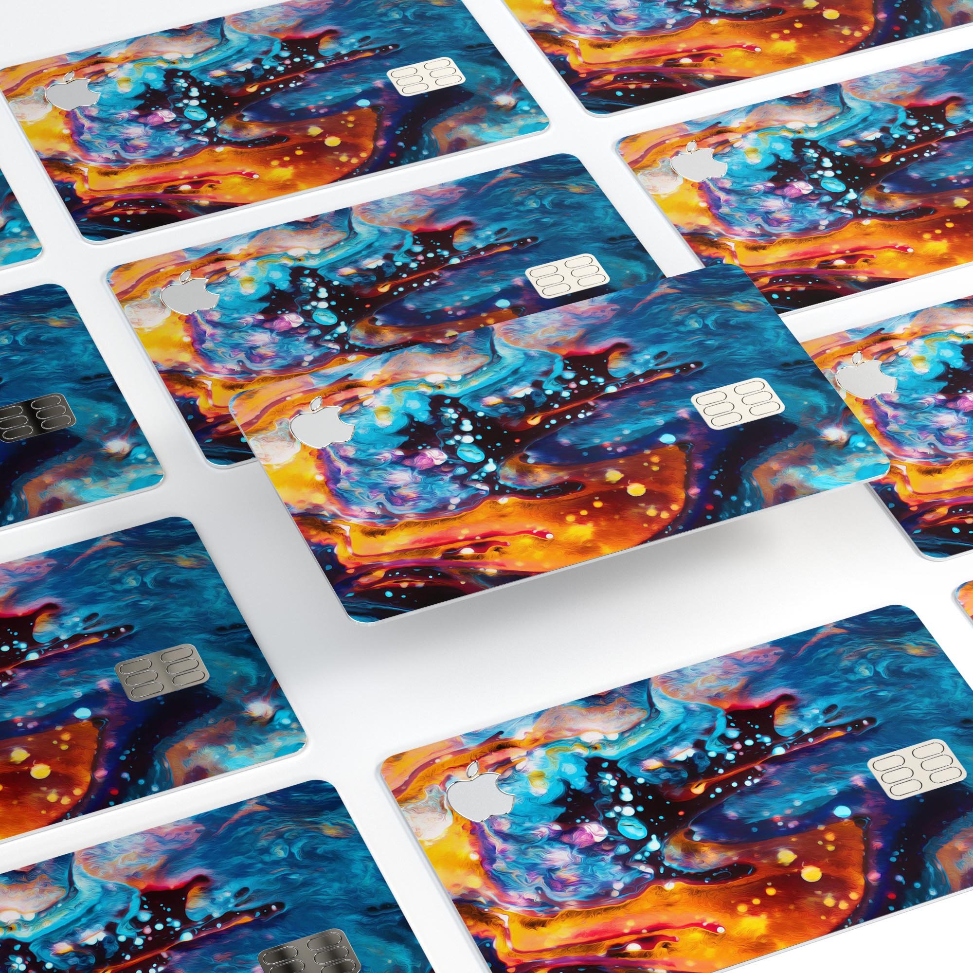 Blurred Abstract Flow V12 decal skin for Apple Card, showcasing a vibrant abstract design with a premium finish.