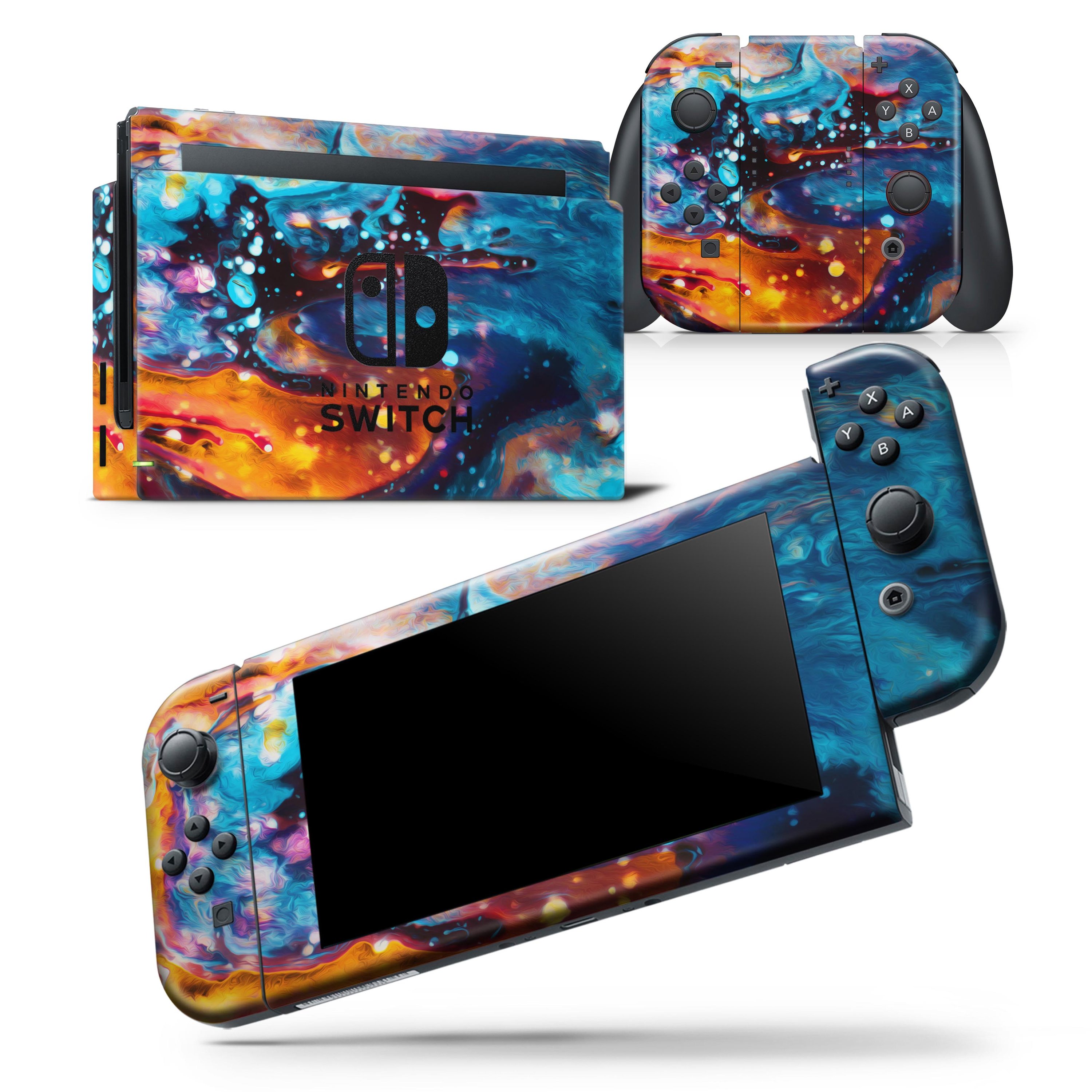 Blurred Abstract Flow V12 skin wrap decal for Nintendo Switch Lite, showcasing vibrant colors and unique abstract design.