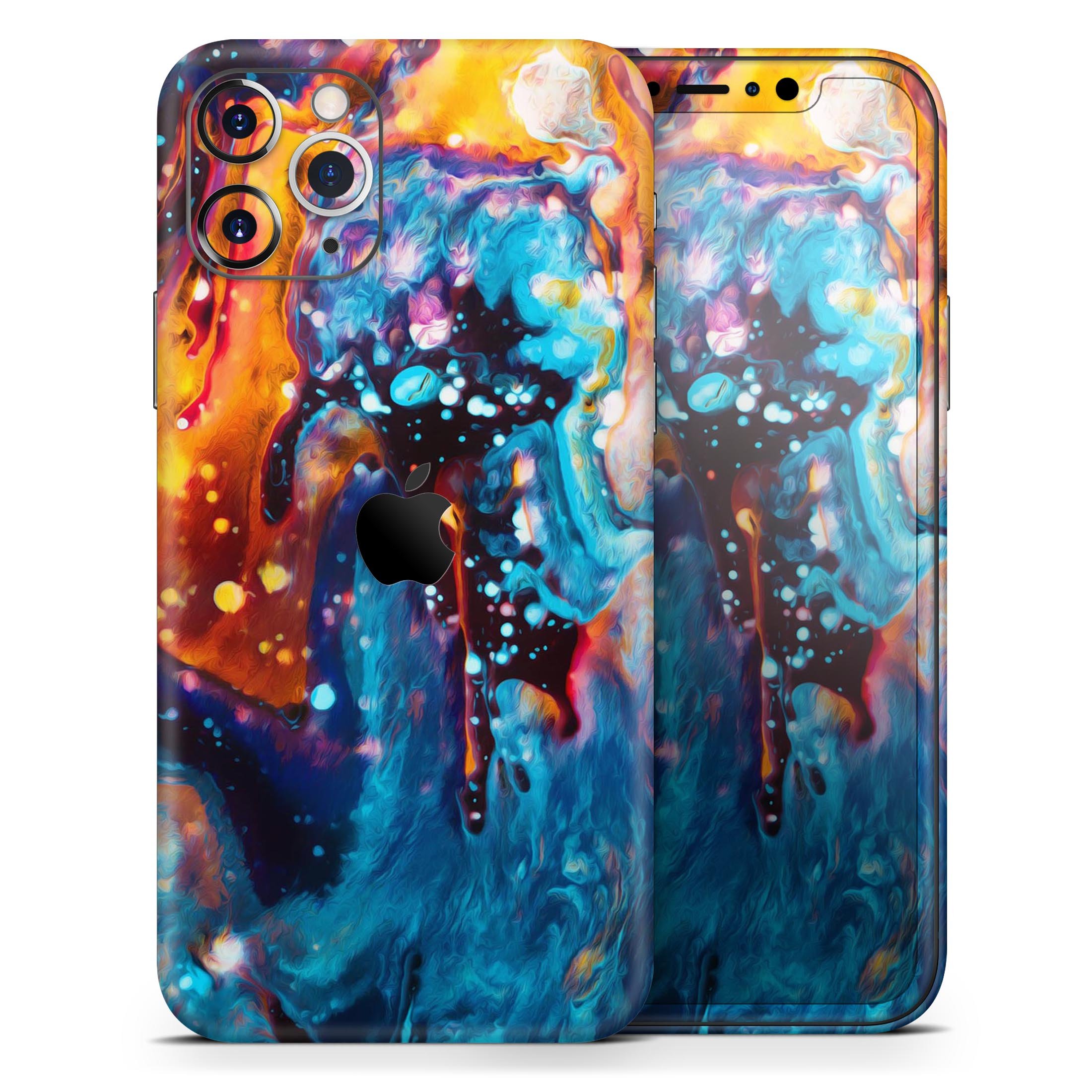 Blurred Abstract Flow V12 Skin-Kit for Apple iPhone, showcasing vibrant abstract design and premium vinyl material.