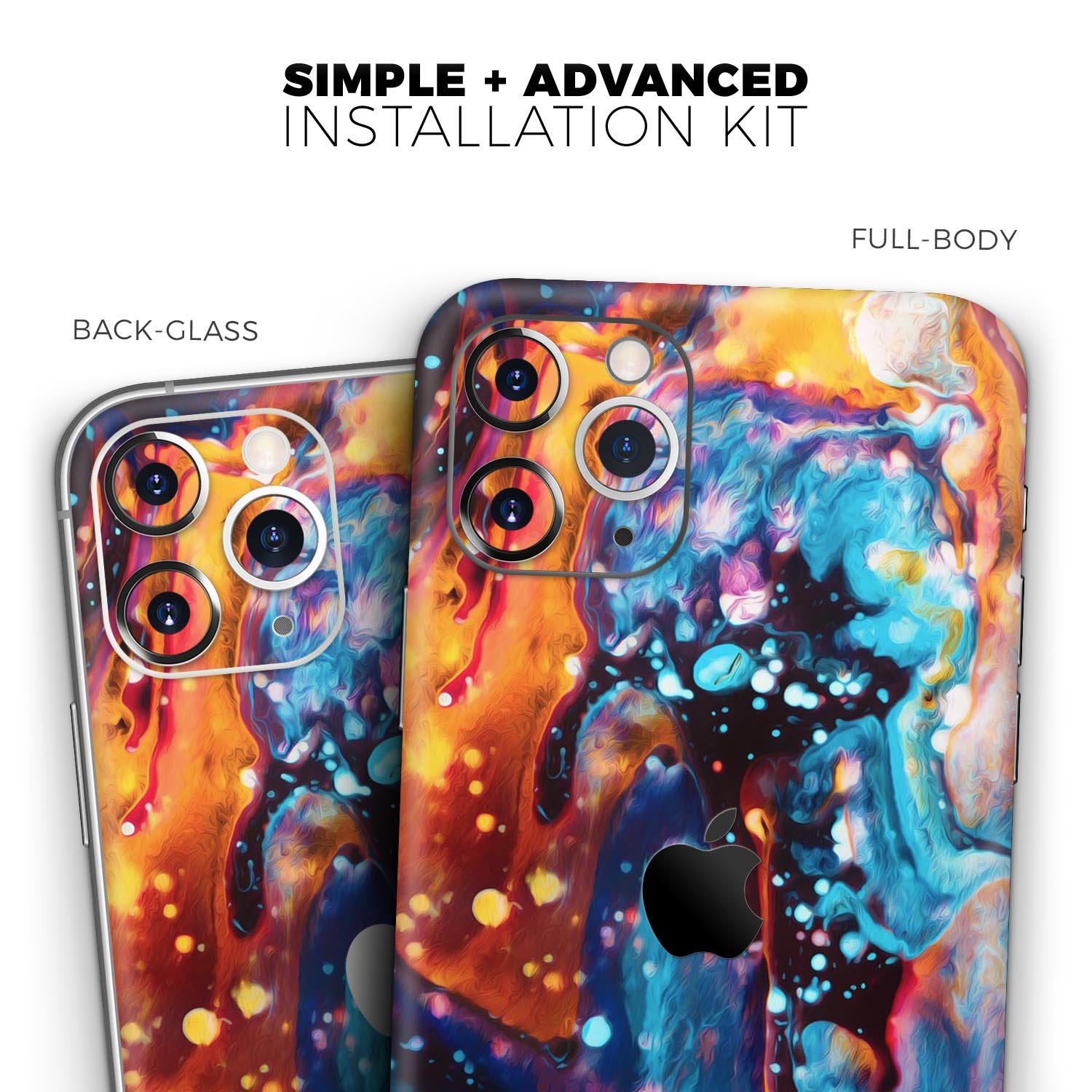 Blurred Abstract Flow V12 Skin-Kit for Apple iPhone, showcasing vibrant abstract design and premium vinyl material.