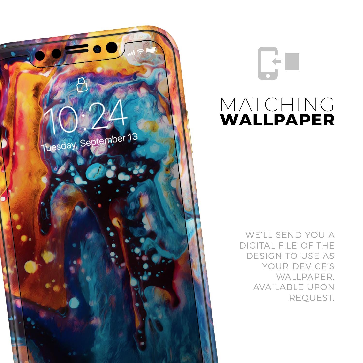 Blurred Abstract Flow V12 Skin-Kit for Apple iPhone, showcasing vibrant abstract design and premium vinyl material.