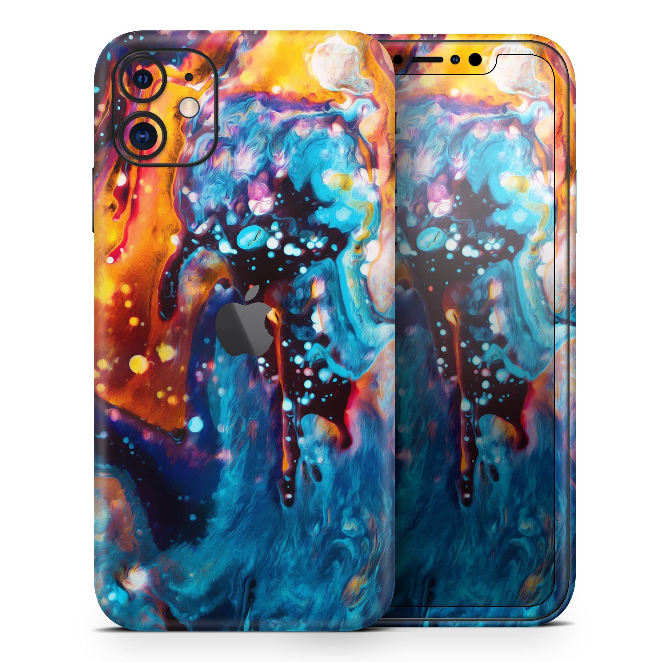 Blurred Abstract Flow V12 Skin-Kit for Apple iPhone, showcasing vibrant abstract design and premium vinyl material.