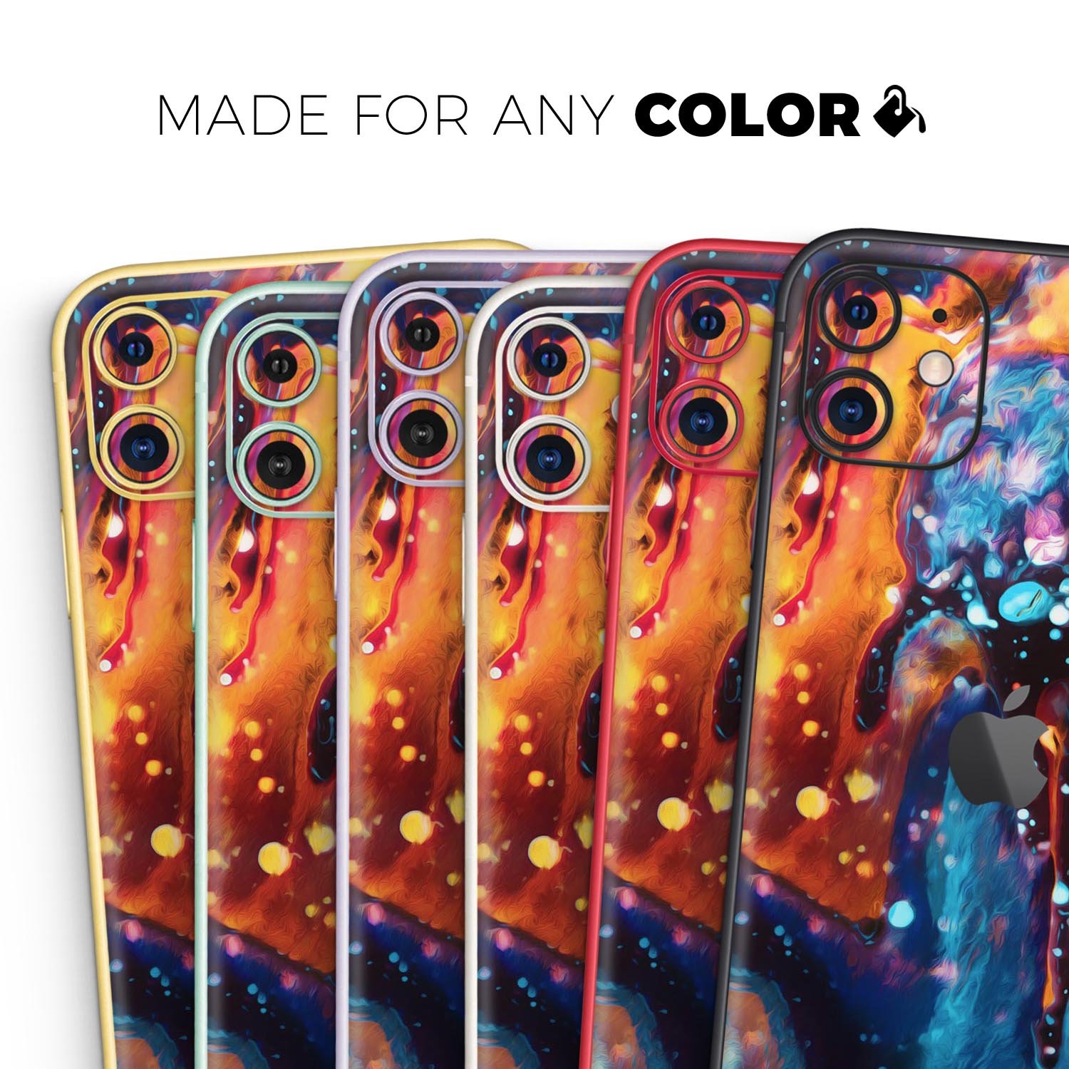 Blurred Abstract Flow V12 Skin-Kit for Apple iPhone, showcasing vibrant abstract design and premium vinyl material.