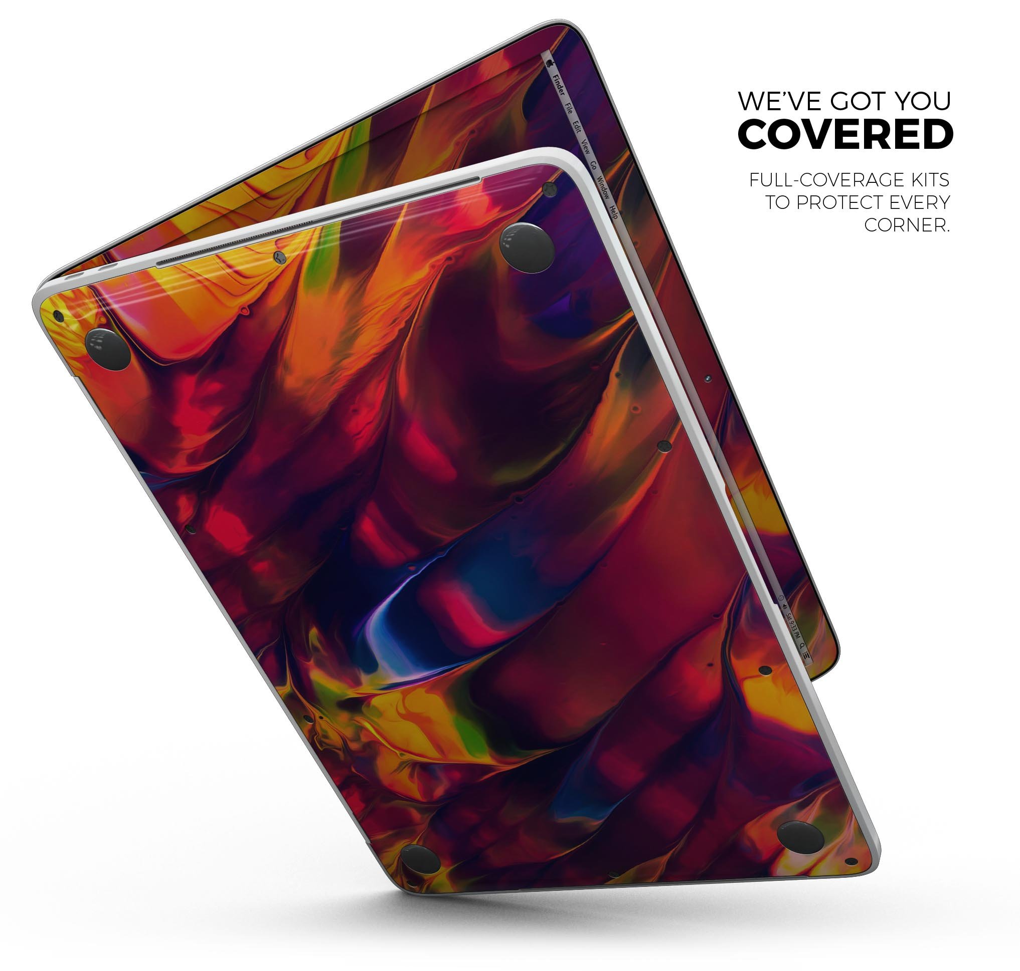 Blurred Abstract Flow V13 skin decal wrap kit for Apple MacBook, showcasing vibrant abstract design and premium vinyl material.