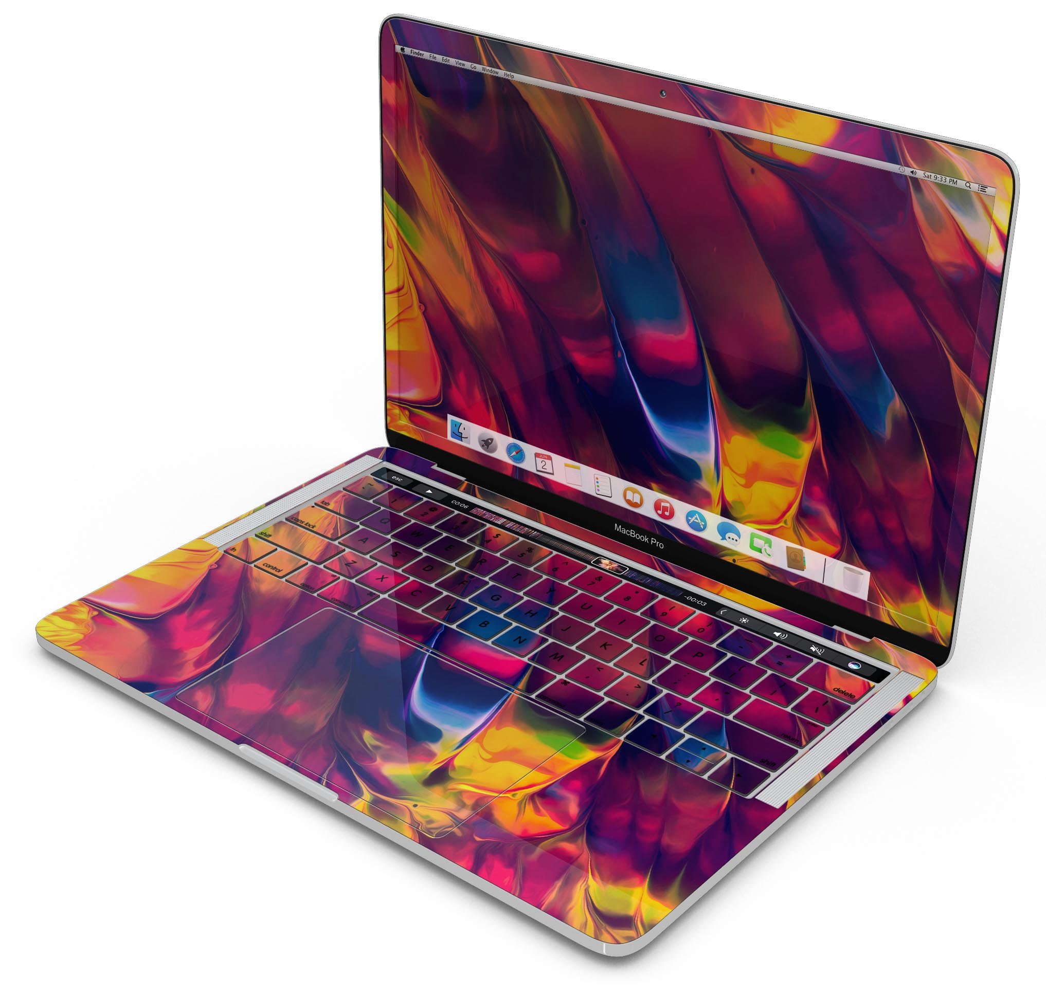 Blurred Abstract Flow V13 skin decal wrap kit for Apple MacBook, showcasing vibrant abstract design and premium vinyl material.