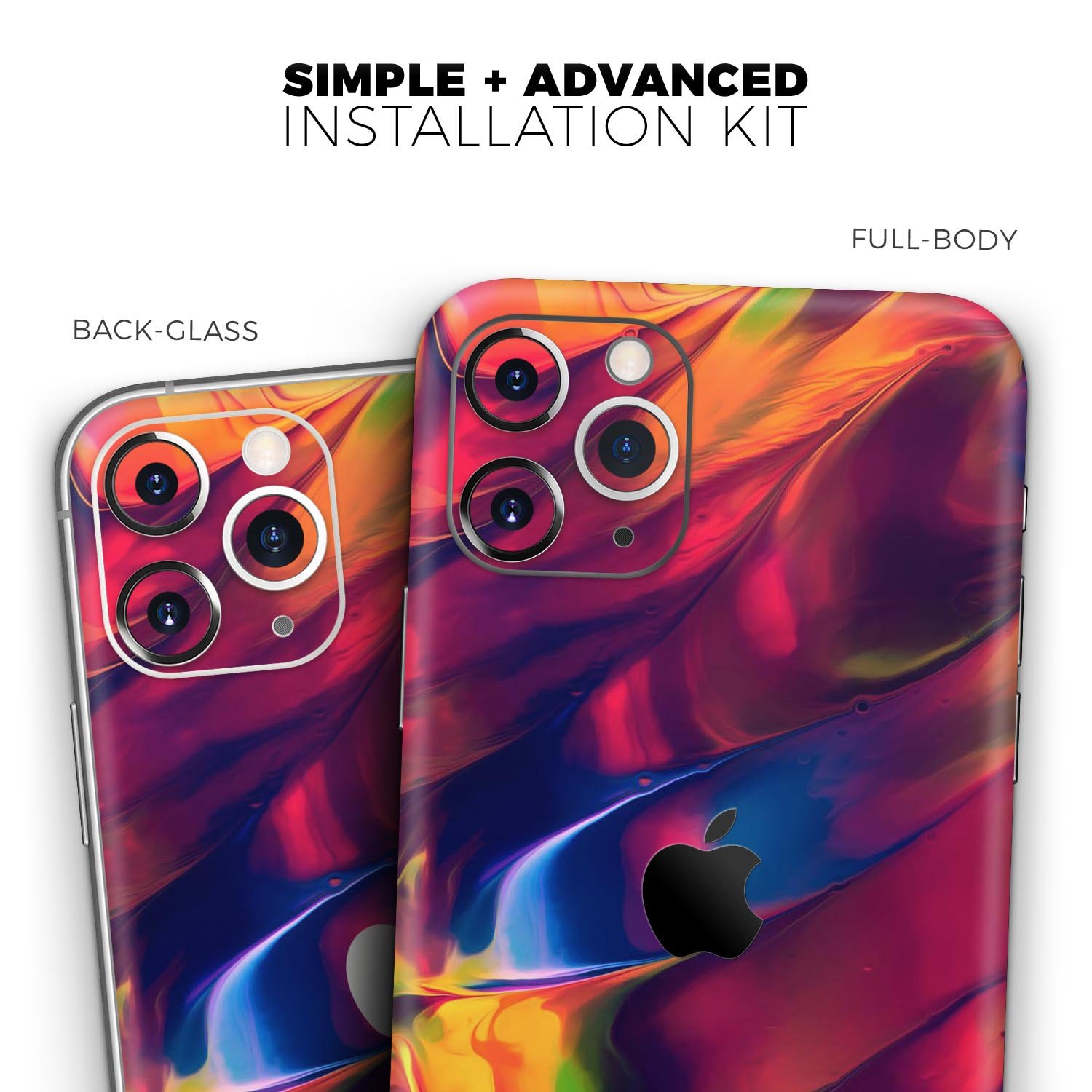 Blurred Abstract Flow V13 Skin-Kit for Apple iPhone, showcasing vibrant design and premium vinyl material.