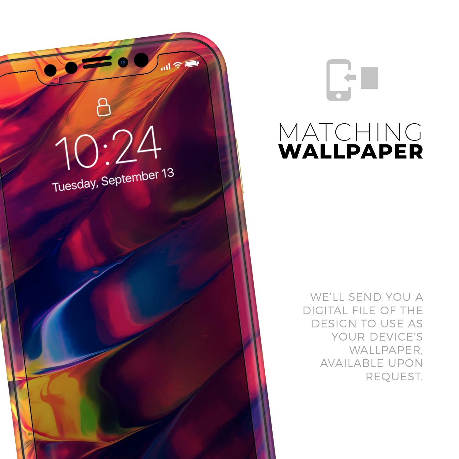 Blurred Abstract Flow V13 Skin-Kit for Apple iPhone, showcasing vibrant design and premium vinyl material.