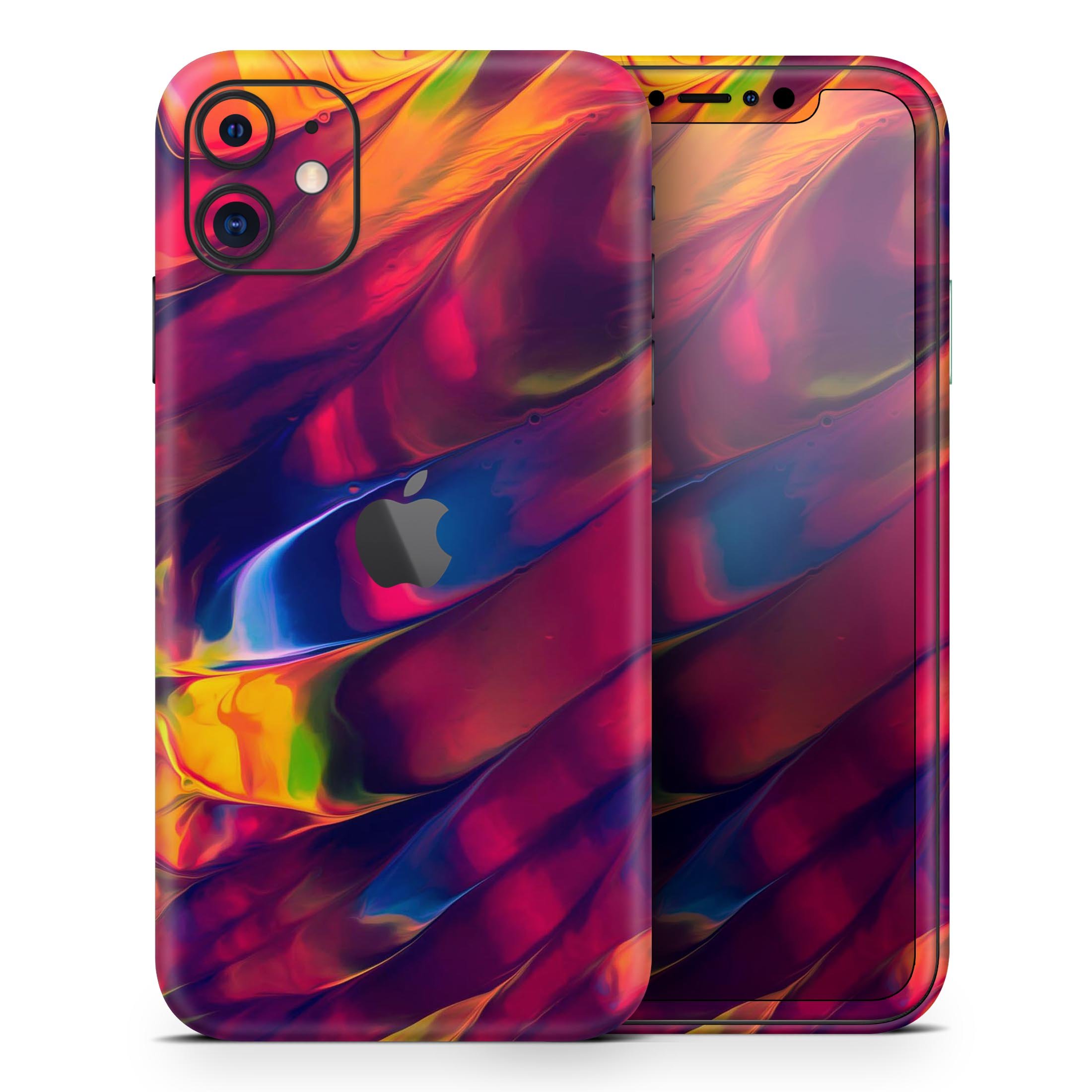 Blurred Abstract Flow V13 Skin-Kit for Apple iPhone, showcasing vibrant design and premium vinyl material.