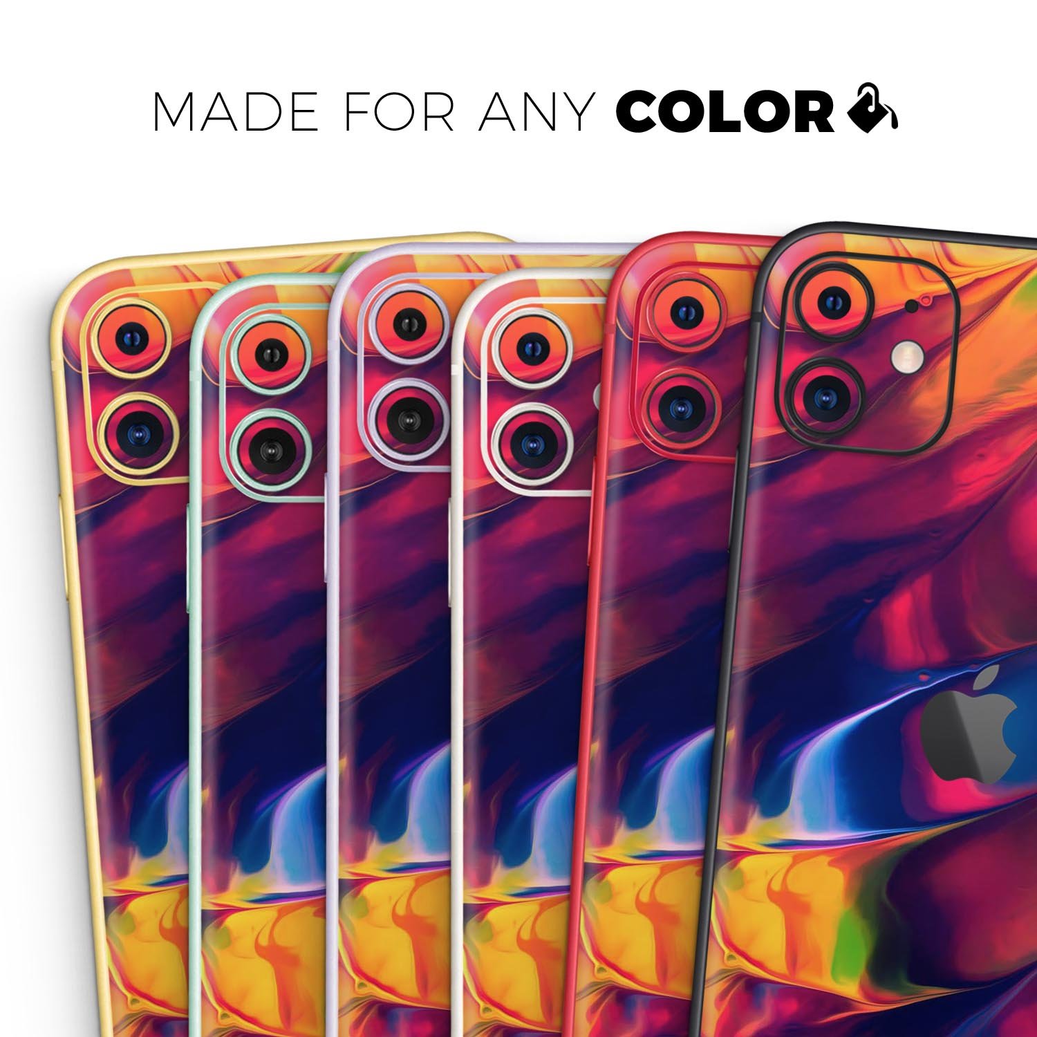 Blurred Abstract Flow V13 Skin-Kit for Apple iPhone, showcasing vibrant design and premium vinyl material.