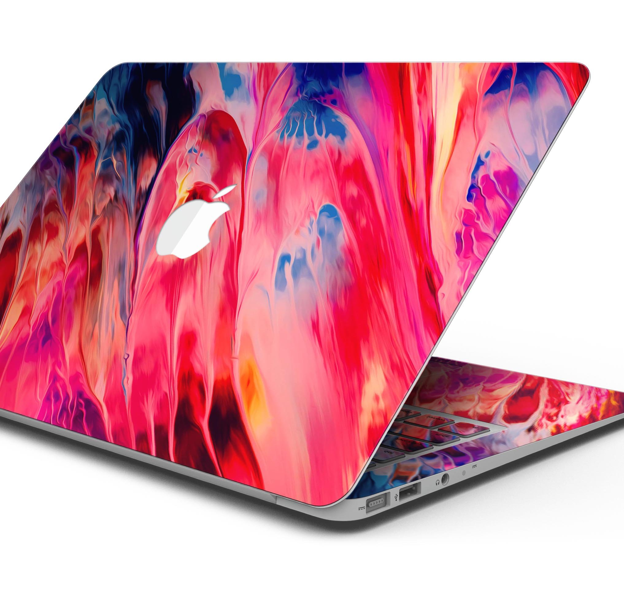 Blurred Abstract Flow V14 skin decal wrap kit for Apple MacBook, showcasing vibrant design and premium vinyl material.