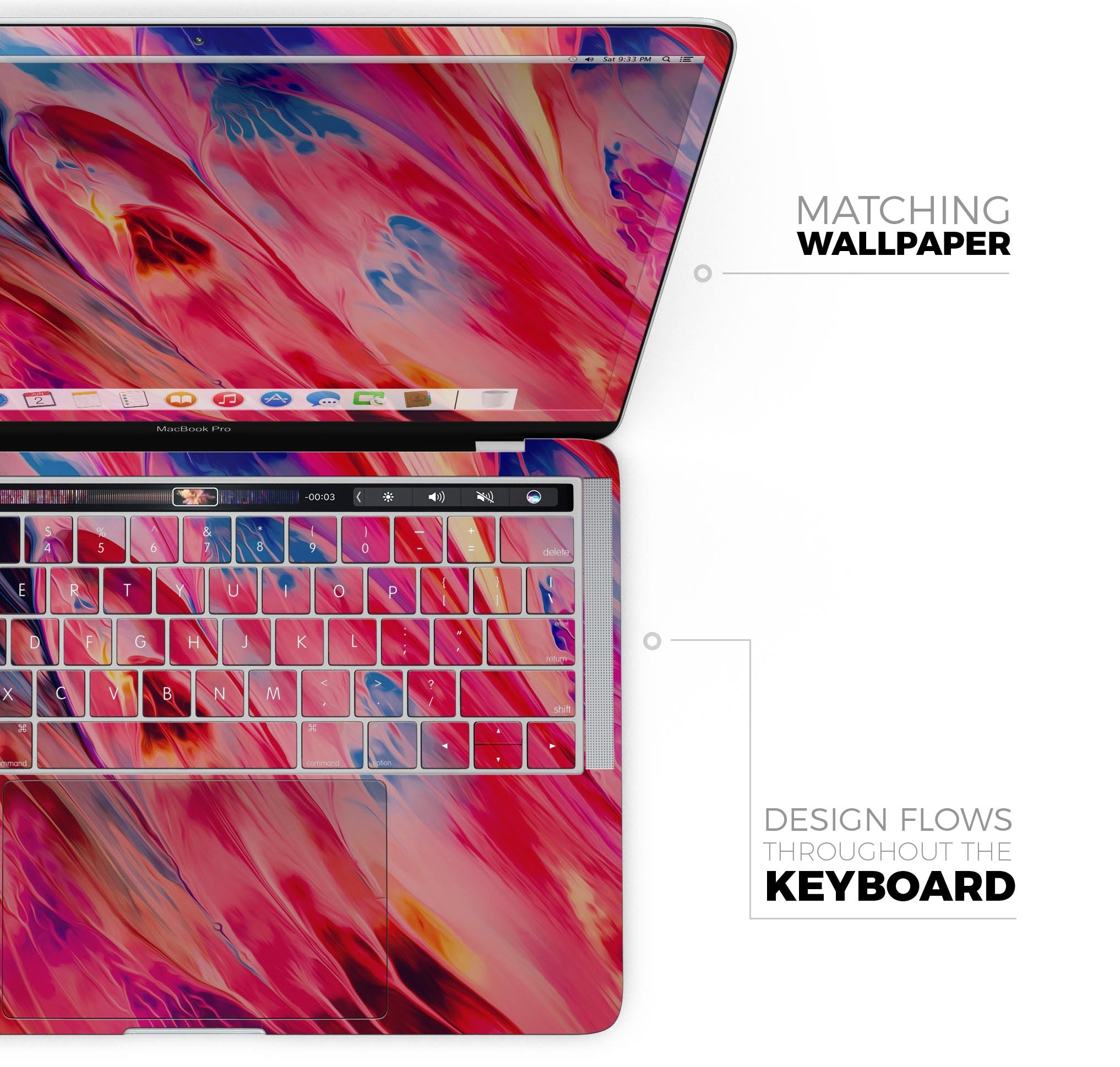 Blurred Abstract Flow V14 skin decal wrap kit for Apple MacBook, showcasing vibrant design and premium vinyl material.