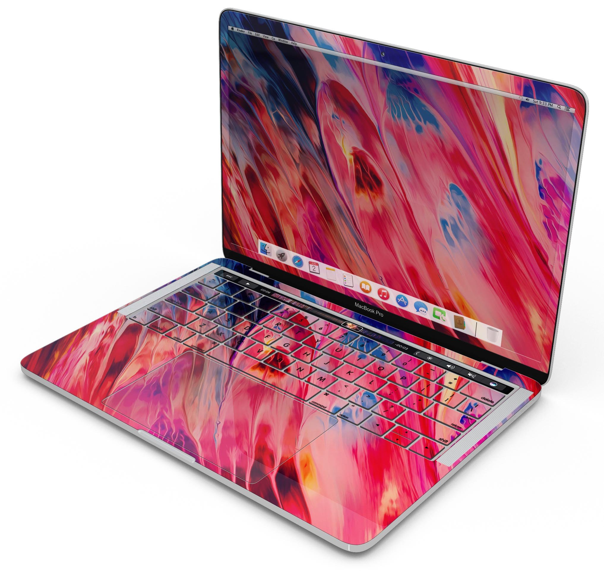 Blurred Abstract Flow V14 skin decal wrap kit for Apple MacBook, showcasing vibrant design and premium vinyl material.