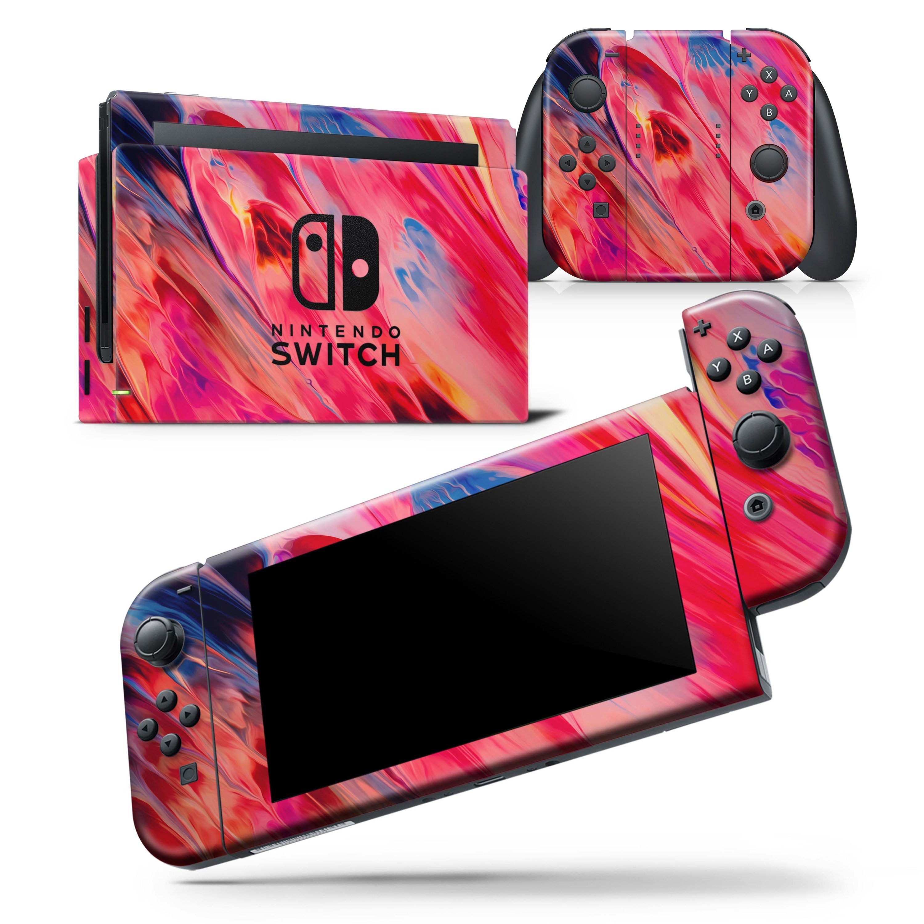 Blurred Abstract Flow V14 skin wrap decal for Nintendo Switch Lite, showcasing vibrant colors and abstract patterns for personalized style.