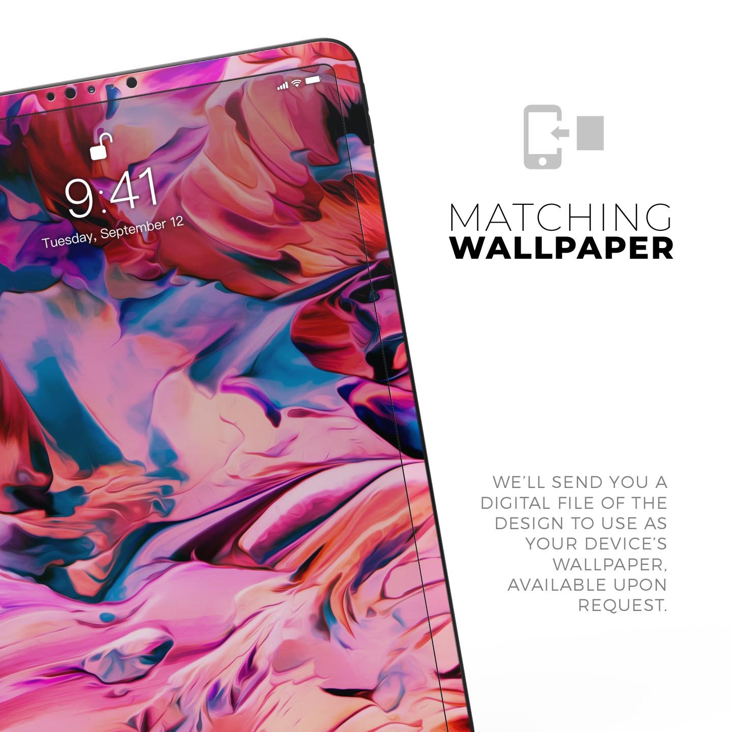 Blurred Abstract Flow V16 skin decal for Apple iPad, showcasing a vibrant abstract design with a smooth finish.