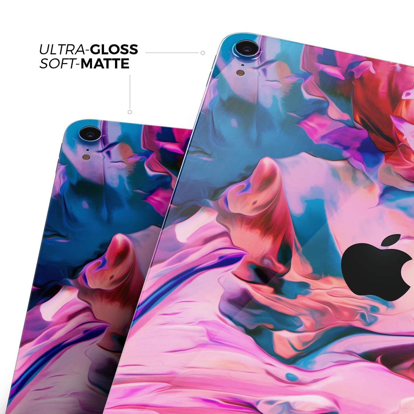 Blurred Abstract Flow V16 skin decal for Apple iPad, showcasing a vibrant abstract design with a smooth finish.