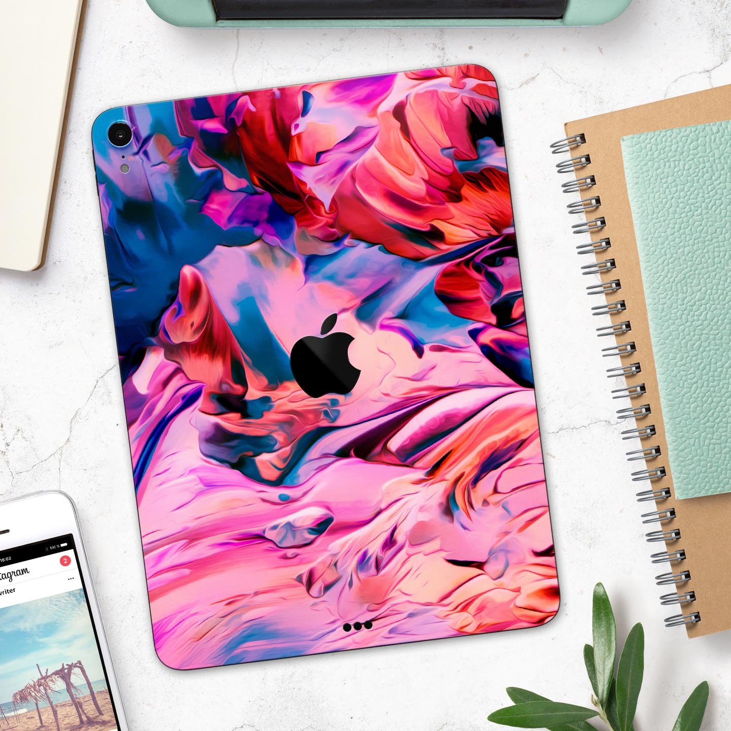 Blurred Abstract Flow V16 skin decal for Apple iPad, showcasing a vibrant abstract design with a smooth finish.