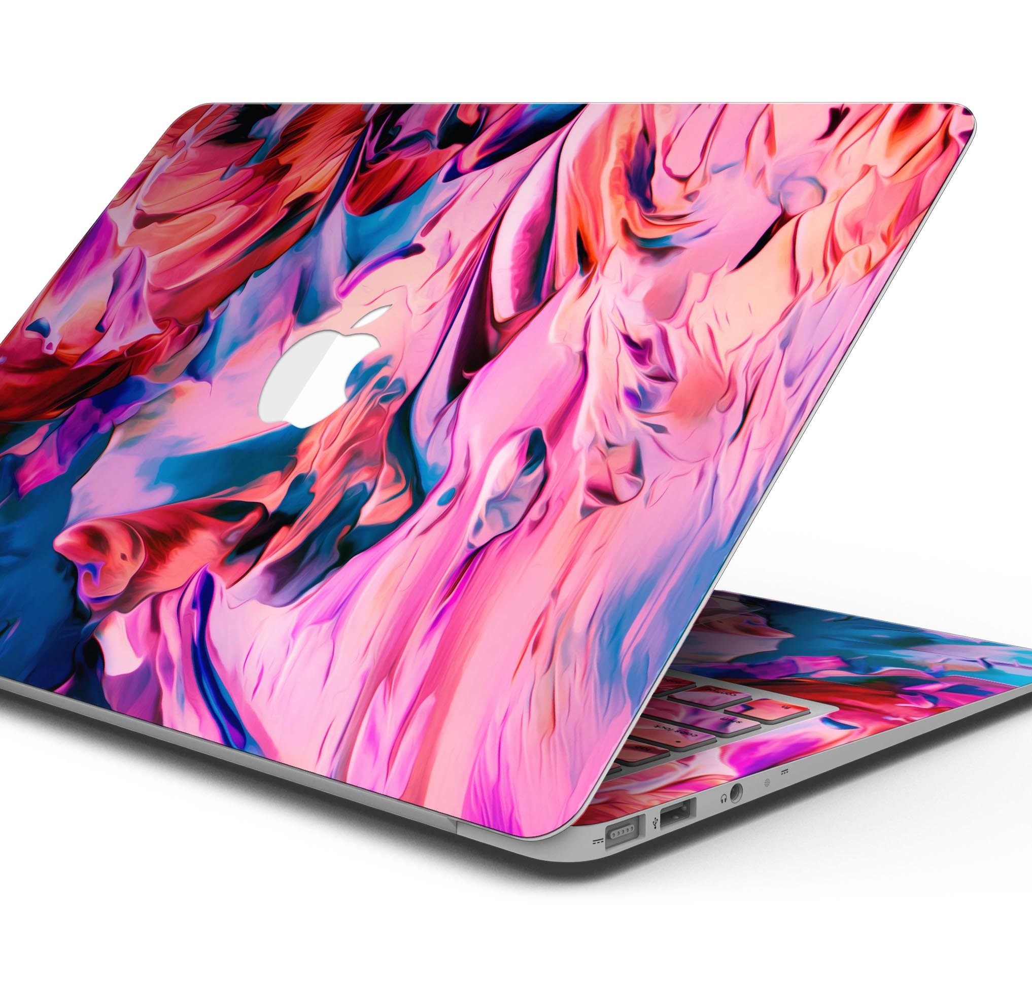 Blurred Abstract Flow V16 skin decal wrap kit for Apple MacBook, showcasing vibrant colors and a sleek design.