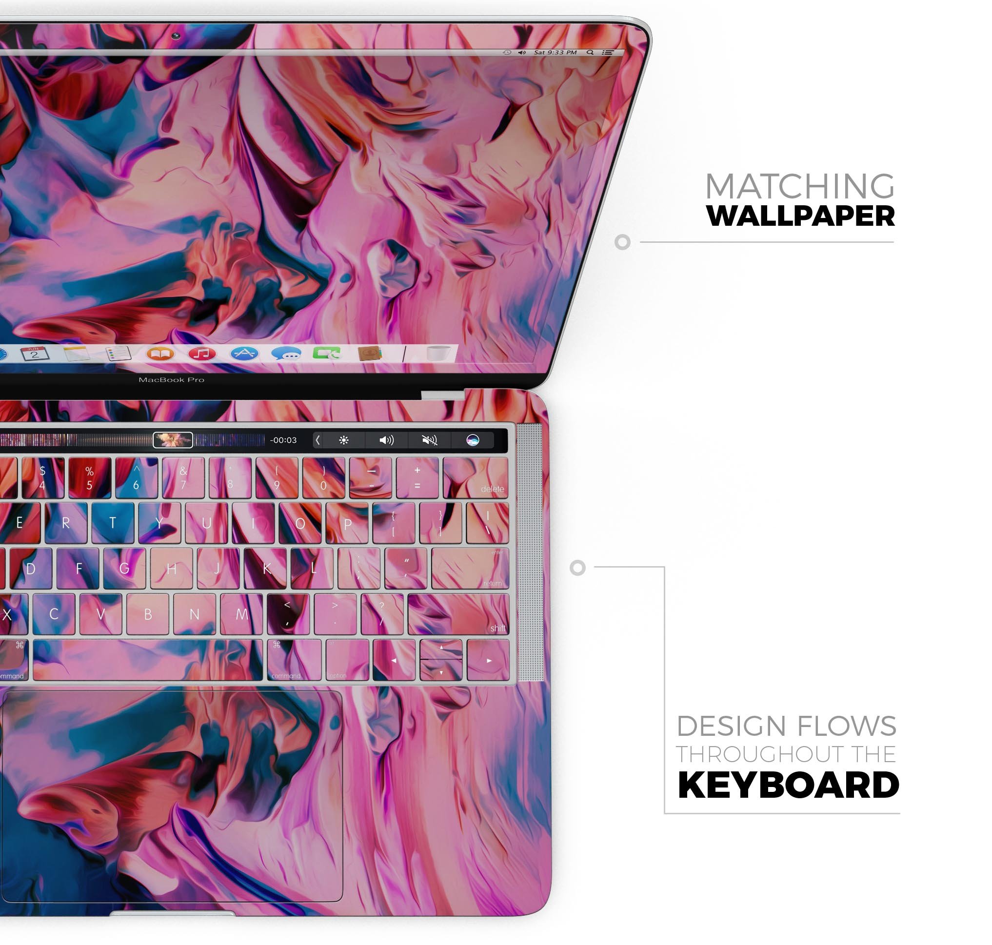 Blurred Abstract Flow V16 skin decal wrap kit for Apple MacBook, showcasing vibrant colors and a sleek design.