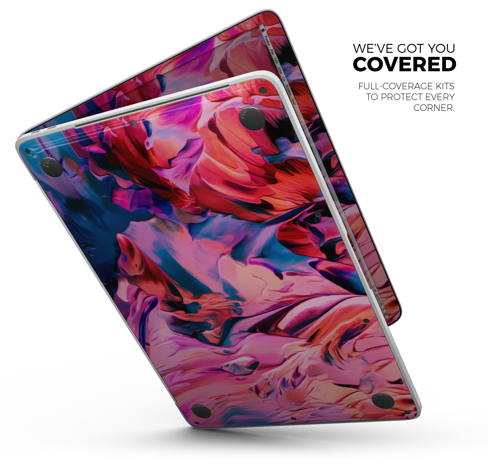 Blurred Abstract Flow V16 skin decal wrap kit for Apple MacBook, showcasing vibrant colors and a sleek design.