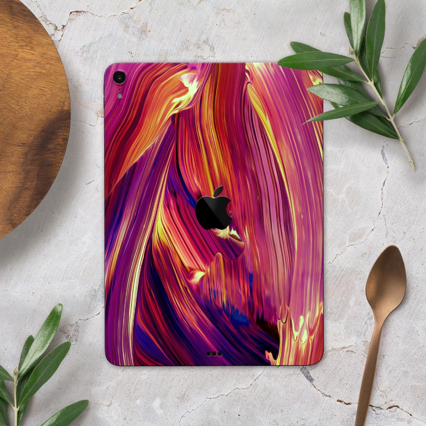 Blurred Abstract Flow V17 skin decal for Apple iPad, showcasing a vibrant abstract design with a smooth finish.