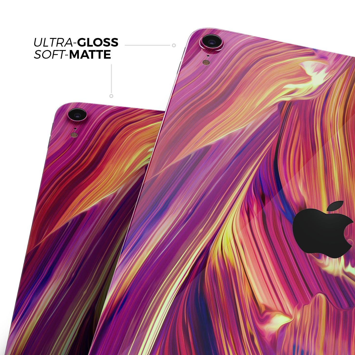 Blurred Abstract Flow V17 skin decal for Apple iPad, showcasing a vibrant abstract design with a smooth finish.