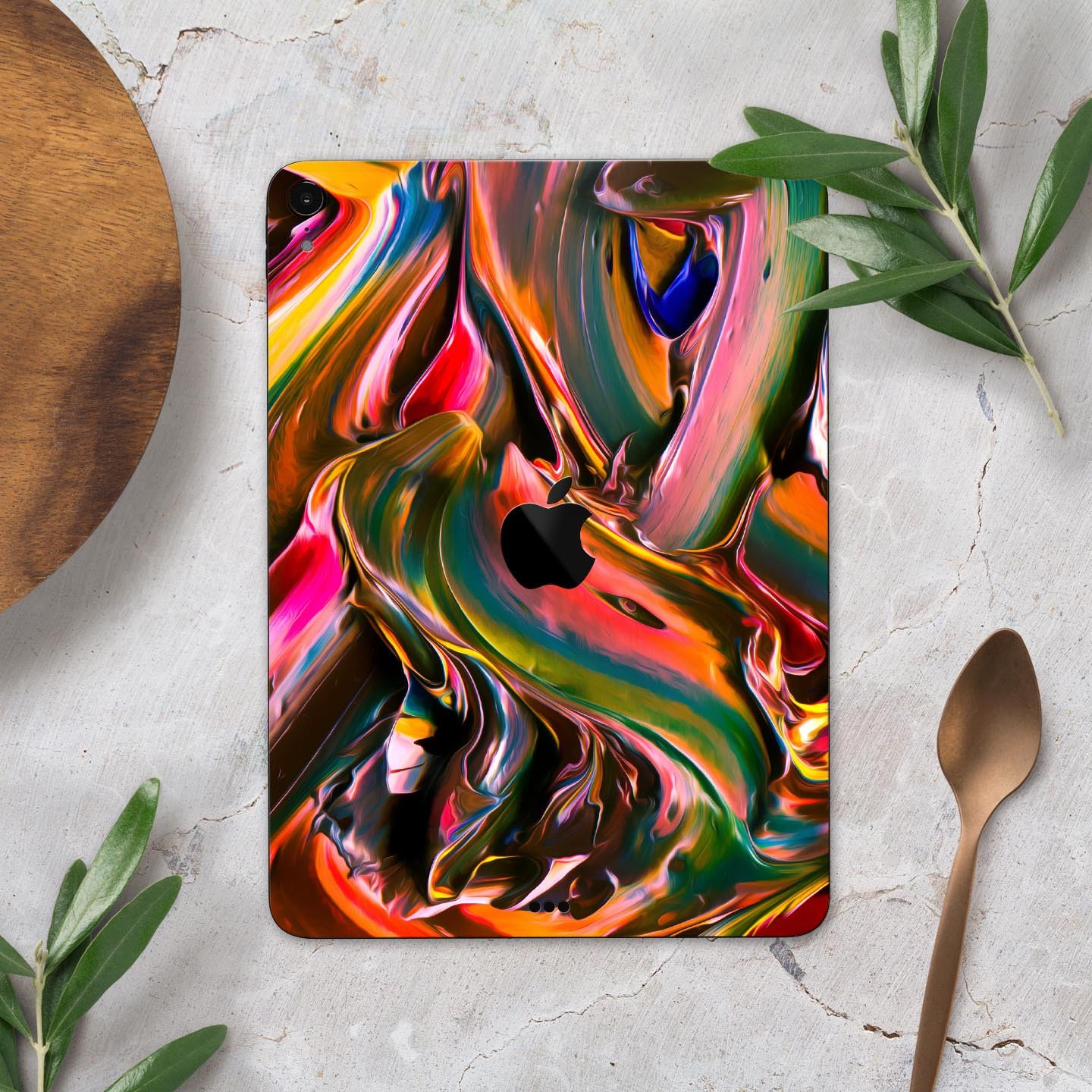 Blurred Abstract Flow V18 skin decal for Apple iPad, showcasing a vibrant and artistic design with premium 3M material.