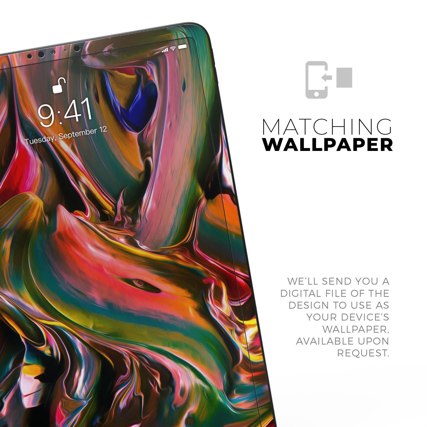 Blurred Abstract Flow V18 skin decal for Apple iPad, showcasing a vibrant and artistic design with premium 3M material.