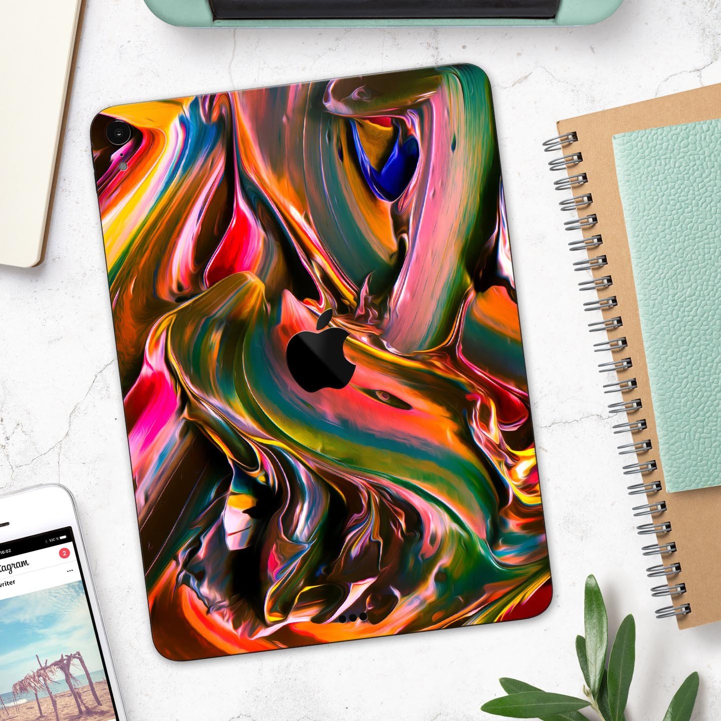 Blurred Abstract Flow V18 skin decal for Apple iPad, showcasing a vibrant and artistic design with premium 3M material.