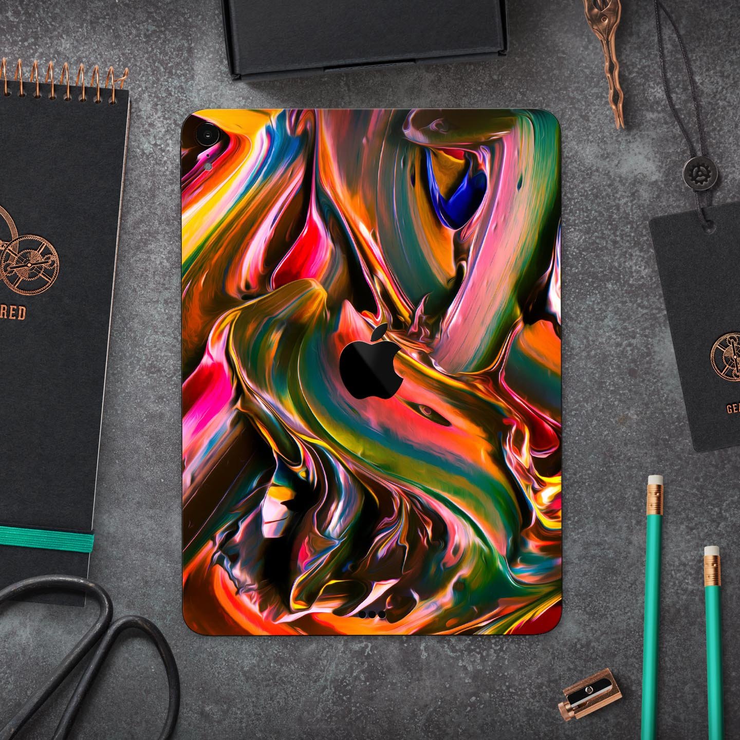 Blurred Abstract Flow V18 skin decal for Apple iPad, showcasing a vibrant and artistic design with premium 3M material.