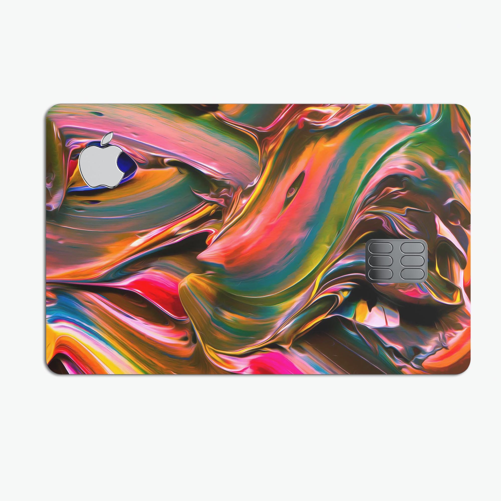 Blurred Abstract Flow V18 decal skin for Apple Card, showcasing vibrant colors and premium vinyl material.