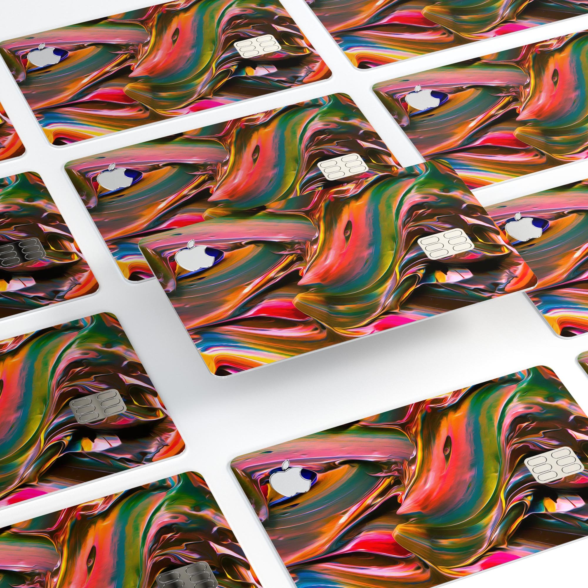 Blurred Abstract Flow V18 decal skin for Apple Card, showcasing vibrant colors and premium vinyl material.