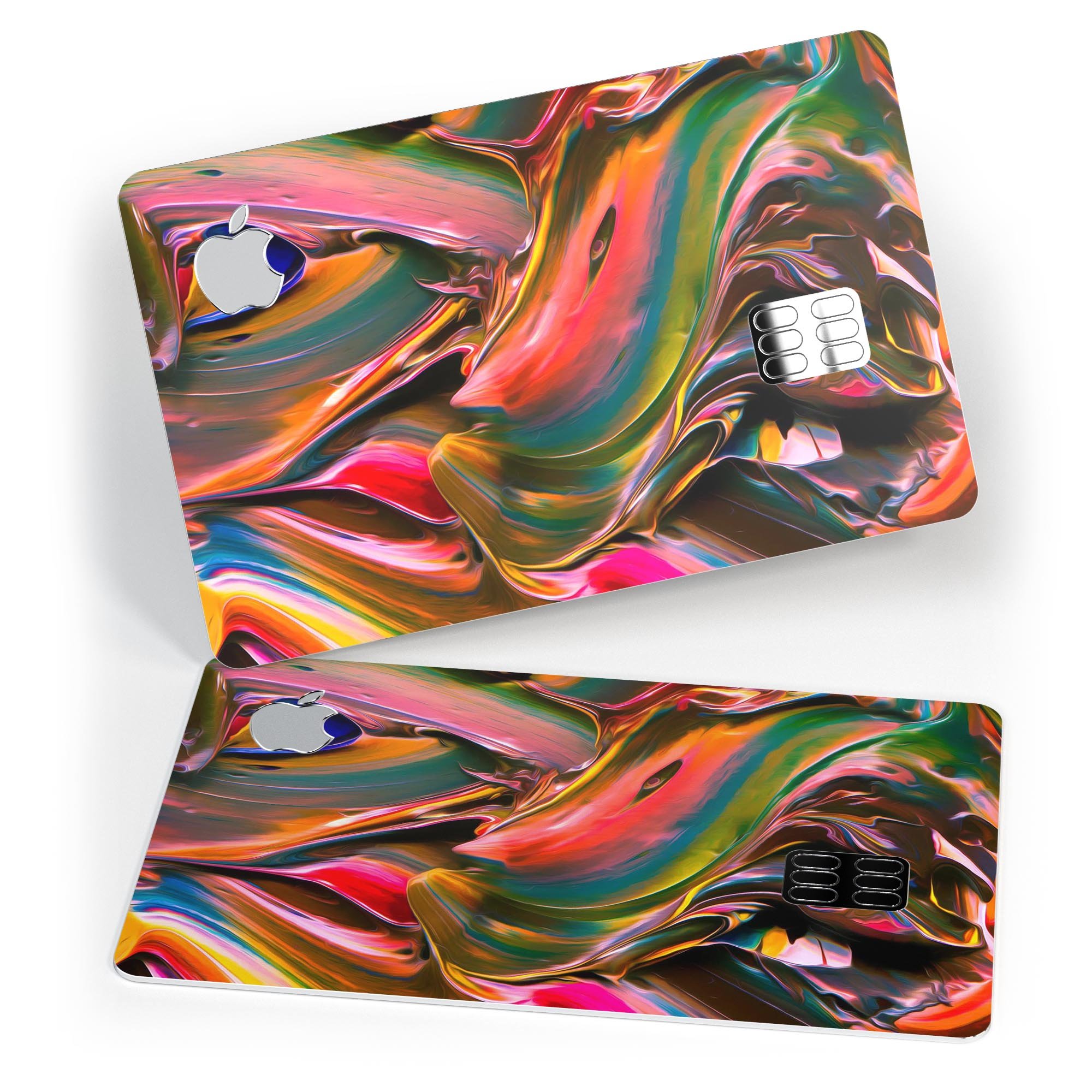 Blurred Abstract Flow V18 decal skin for Apple Card, showcasing vibrant colors and premium vinyl material.