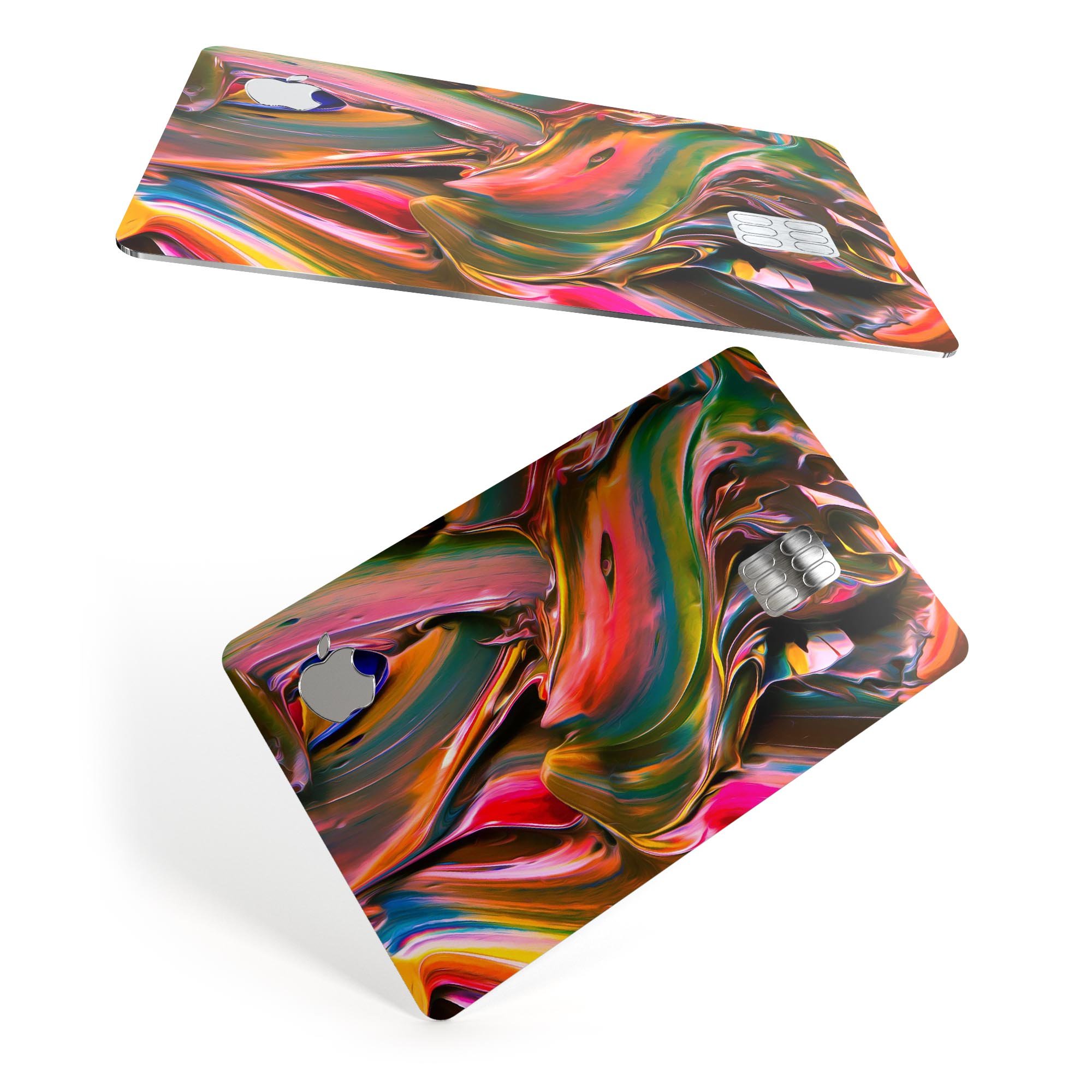 Blurred Abstract Flow V18 decal skin for Apple Card, showcasing vibrant colors and premium vinyl material.