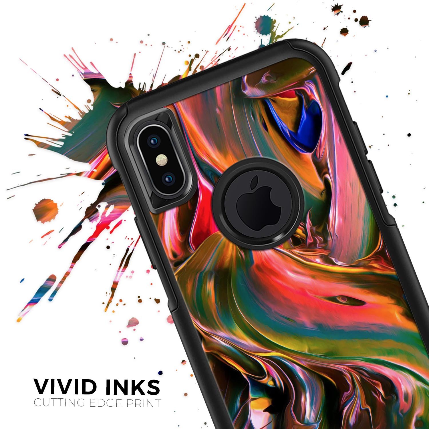 Blurred Abstract Flow V18 Skin Kit designed for iPhone OtterBox cases, showcasing a vibrant abstract design with a smooth finish.