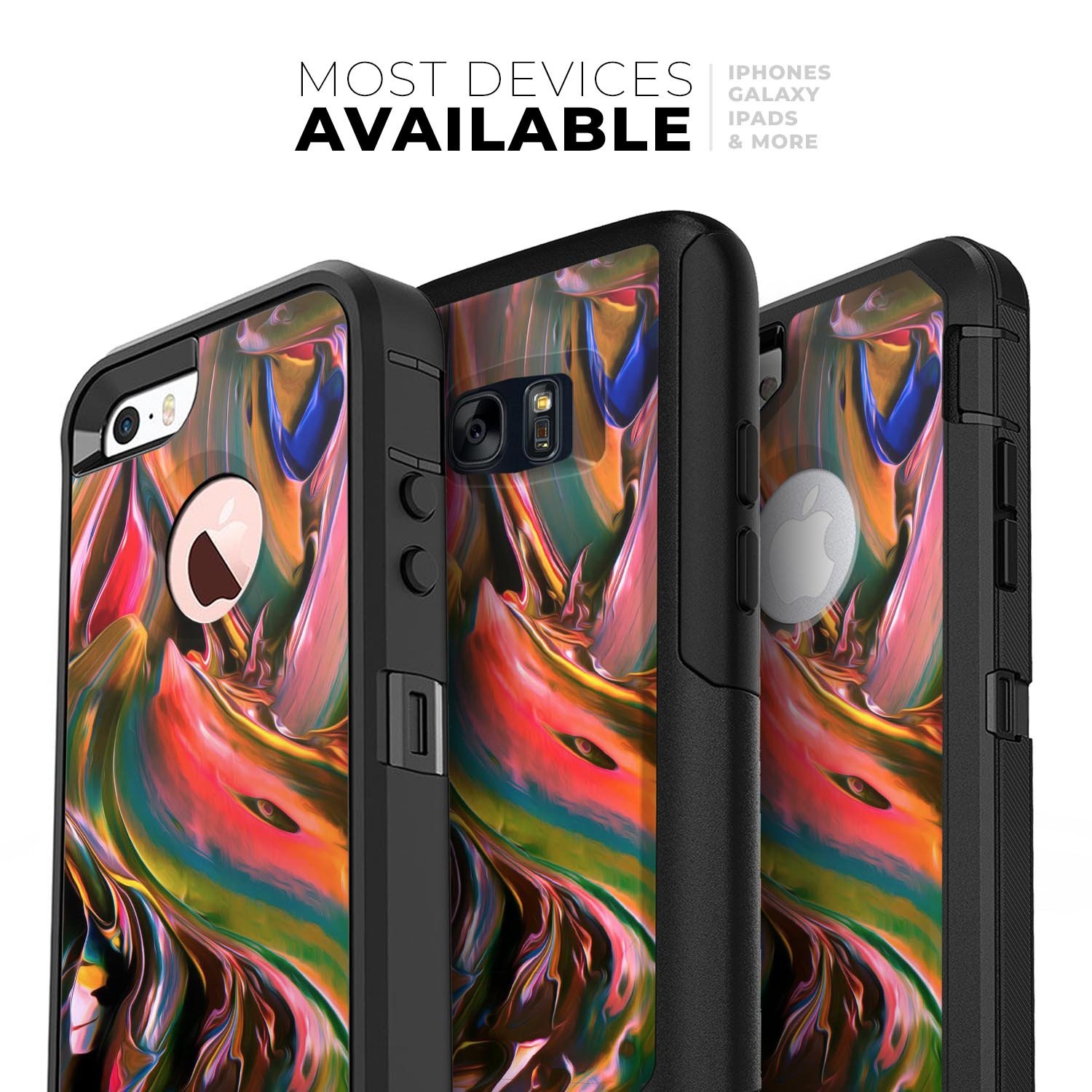 Blurred Abstract Flow V18 Skin Kit designed for iPhone OtterBox cases, showcasing a vibrant abstract design with a smooth finish.