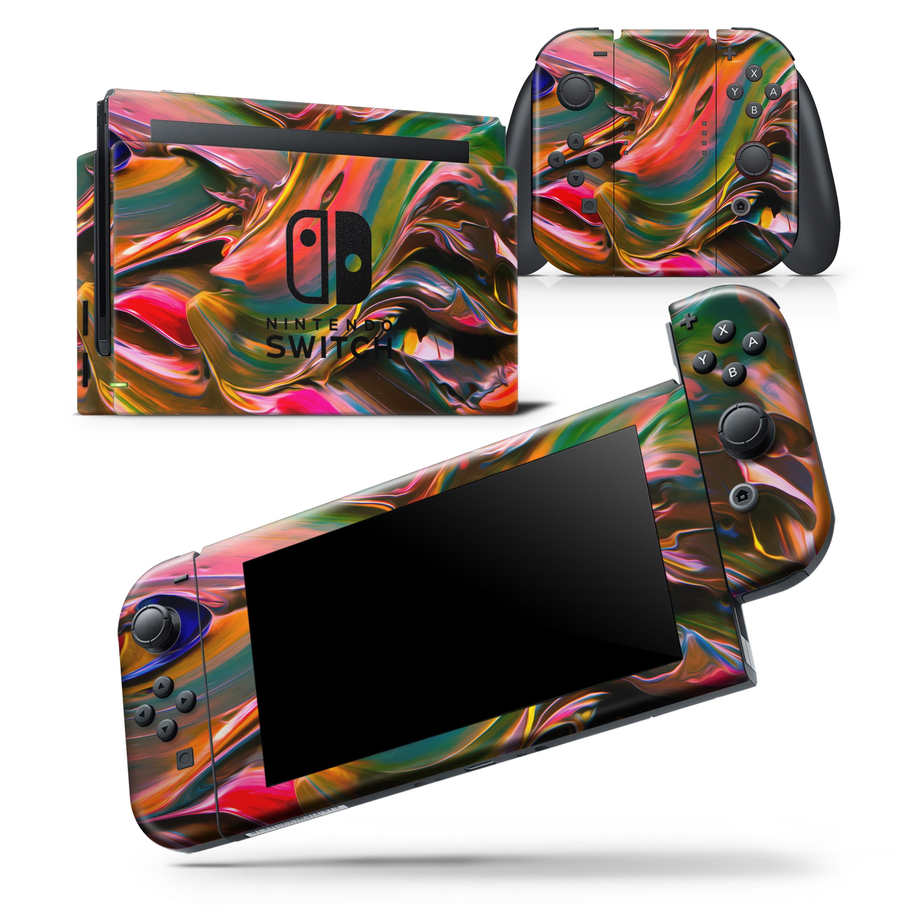 Blurred Abstract Flow V18 skin wrap decal for Nintendo Switch Lite, showcasing vibrant colors and a sleek design.