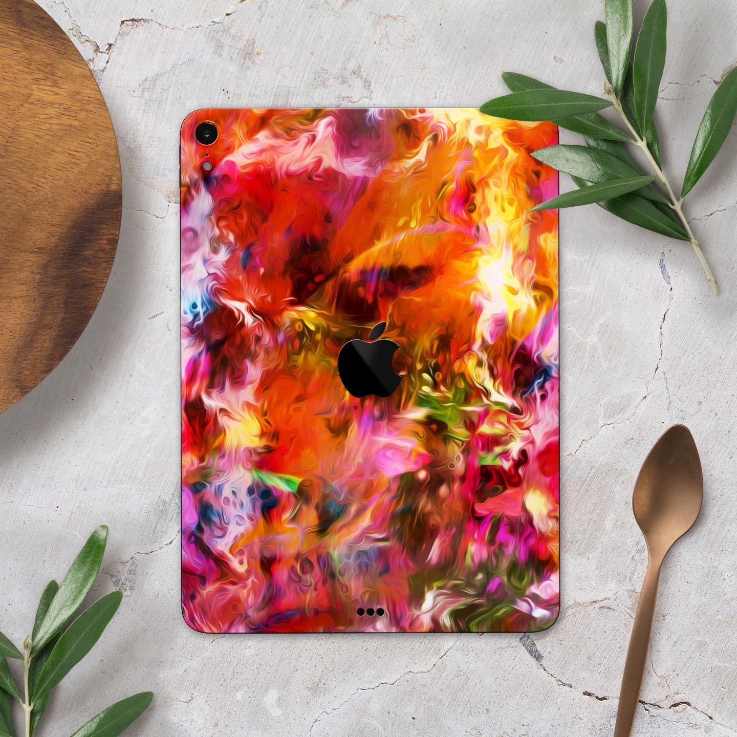 Blurred Abstract Flow V2 skin decal for Apple iPad Pro, showcasing a vibrant abstract design with ultra-thin protection.