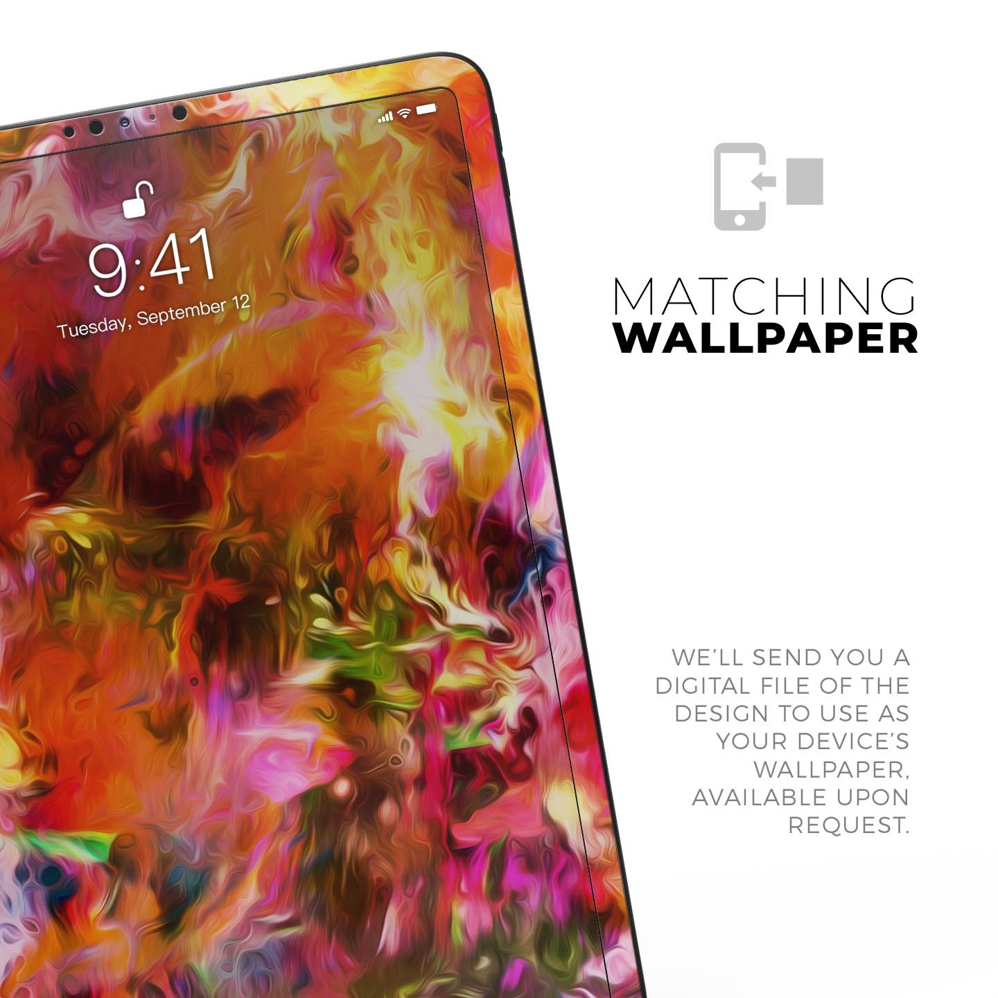 Blurred Abstract Flow V2 skin decal for Apple iPad Pro, showcasing a vibrant abstract design with ultra-thin protection.