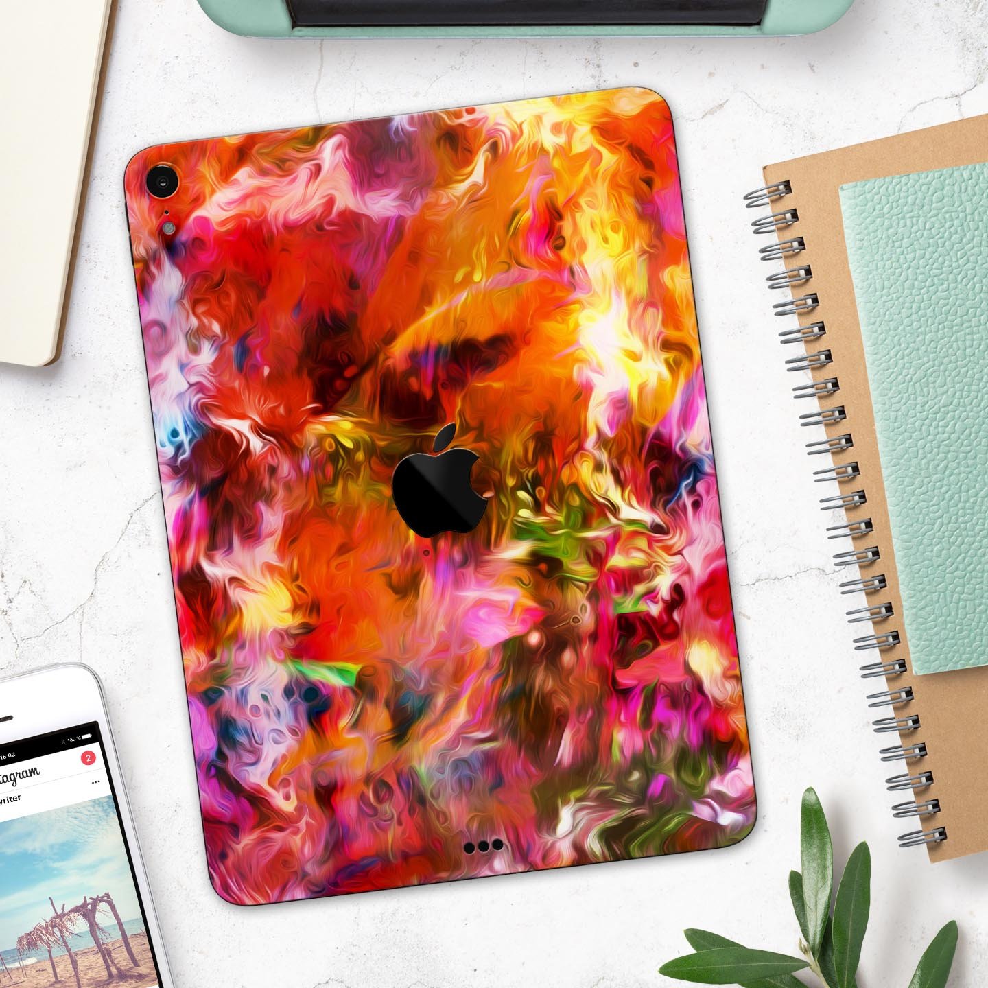 Blurred Abstract Flow V2 skin decal for Apple iPad Pro, showcasing a vibrant abstract design with ultra-thin protection.