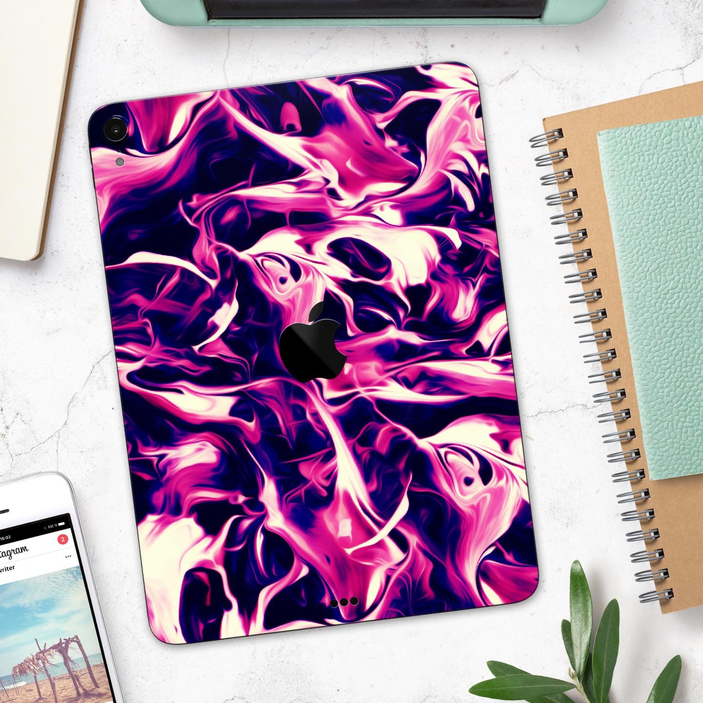 Blurred Abstract Flow V22 skin decal for Apple iPad, showcasing vibrant colors and a sleek design for full body protection.