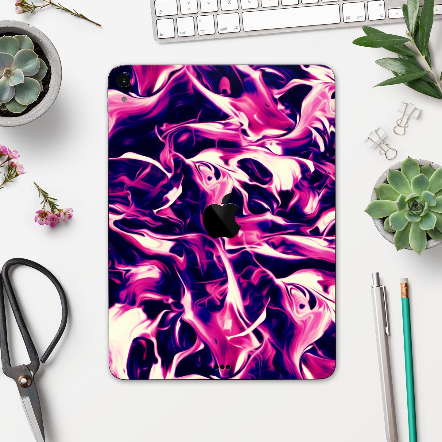 Blurred Abstract Flow V22 skin decal for Apple iPad, showcasing vibrant colors and a sleek design for full body protection.